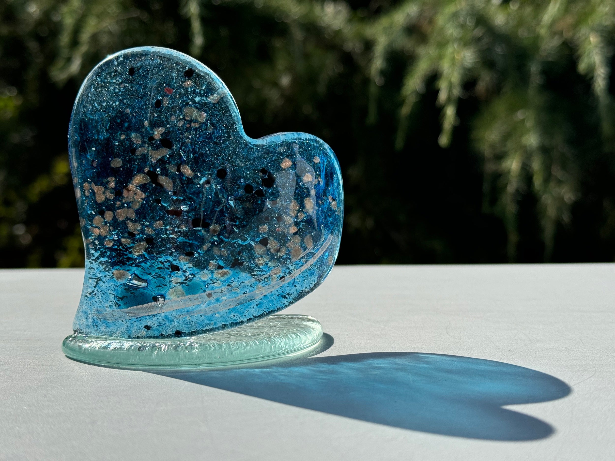 Blue & Platinum Heart Shaped Tealight Holder