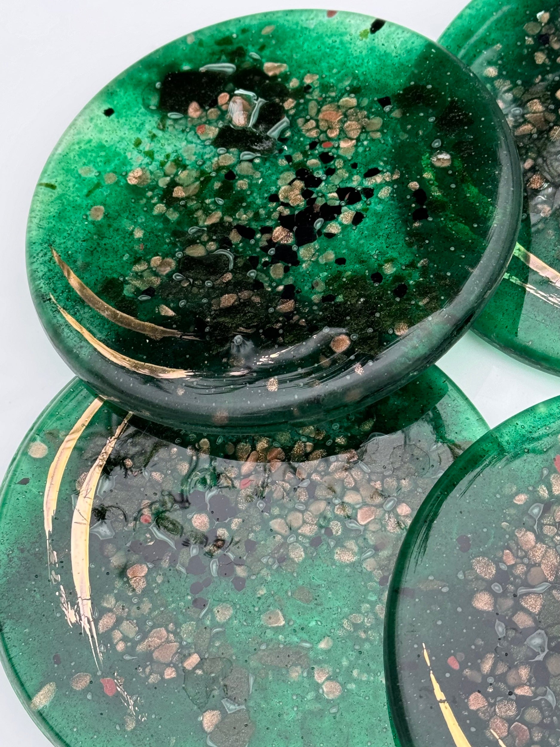 Dark Green & Gold Coaster (Round)