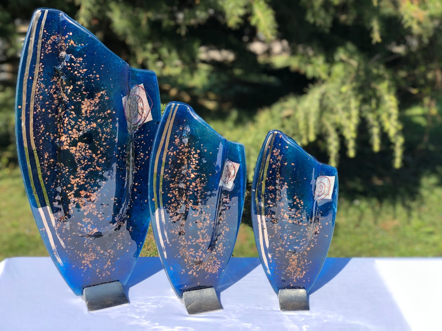 Blue & Platinum Oval Vase