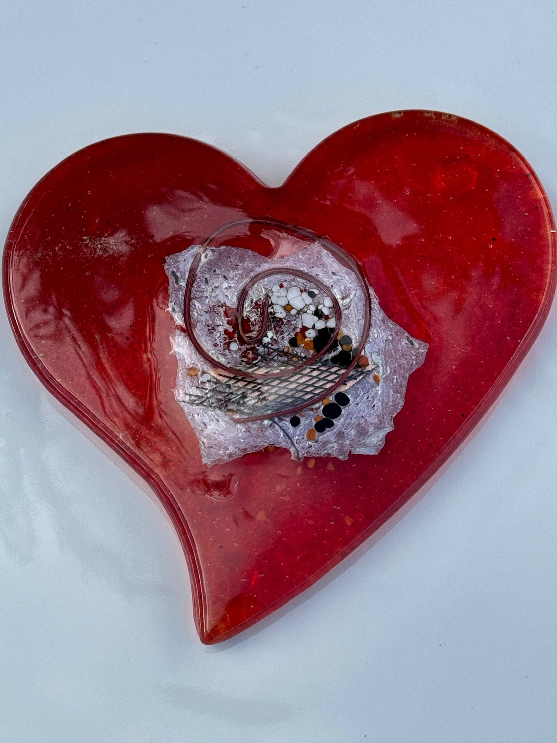Opera Red Heart Shaped Glass Coasters