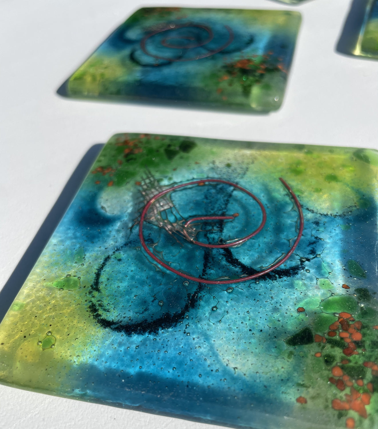 Light Green Aqua Coasters (Square)