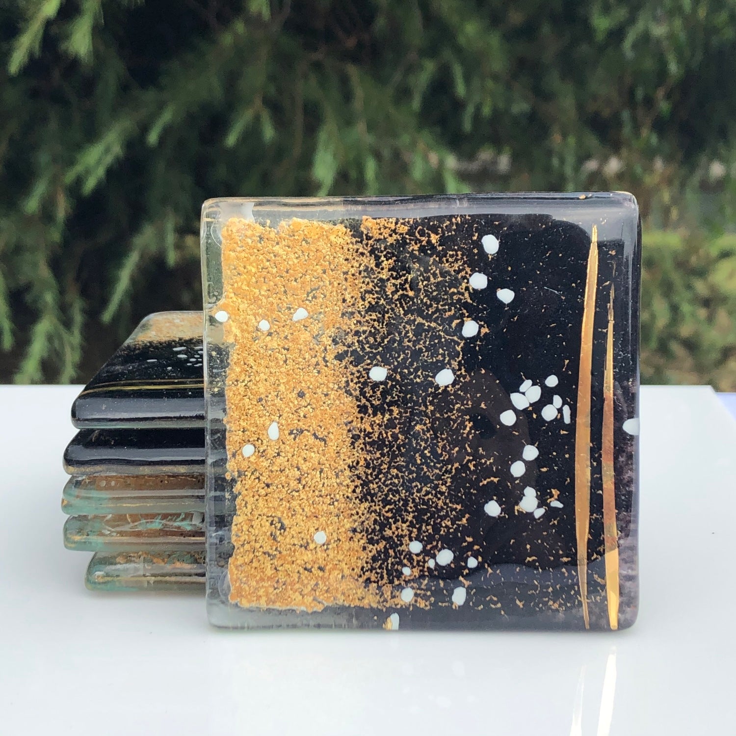 Black and Gold Coaster (Square)