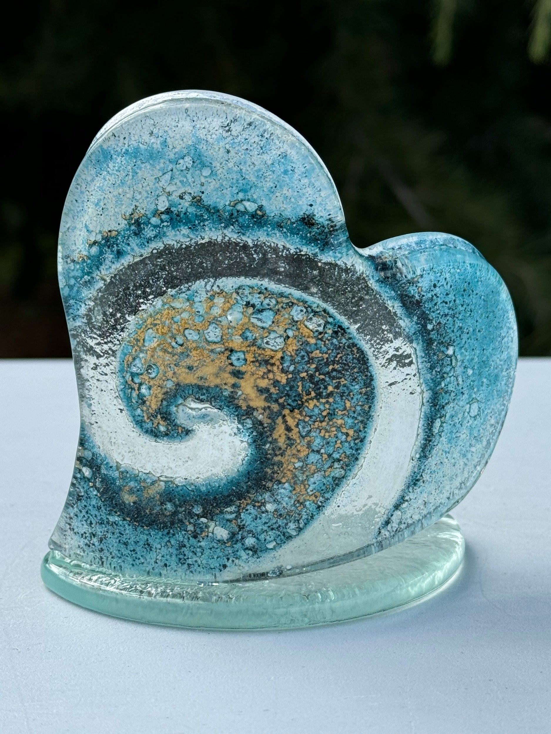 Blue & Gold Heart Shaped Tealight Holder