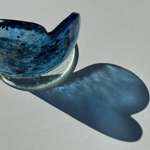 Blue & Platinum Heart Shaped Tealight Holder