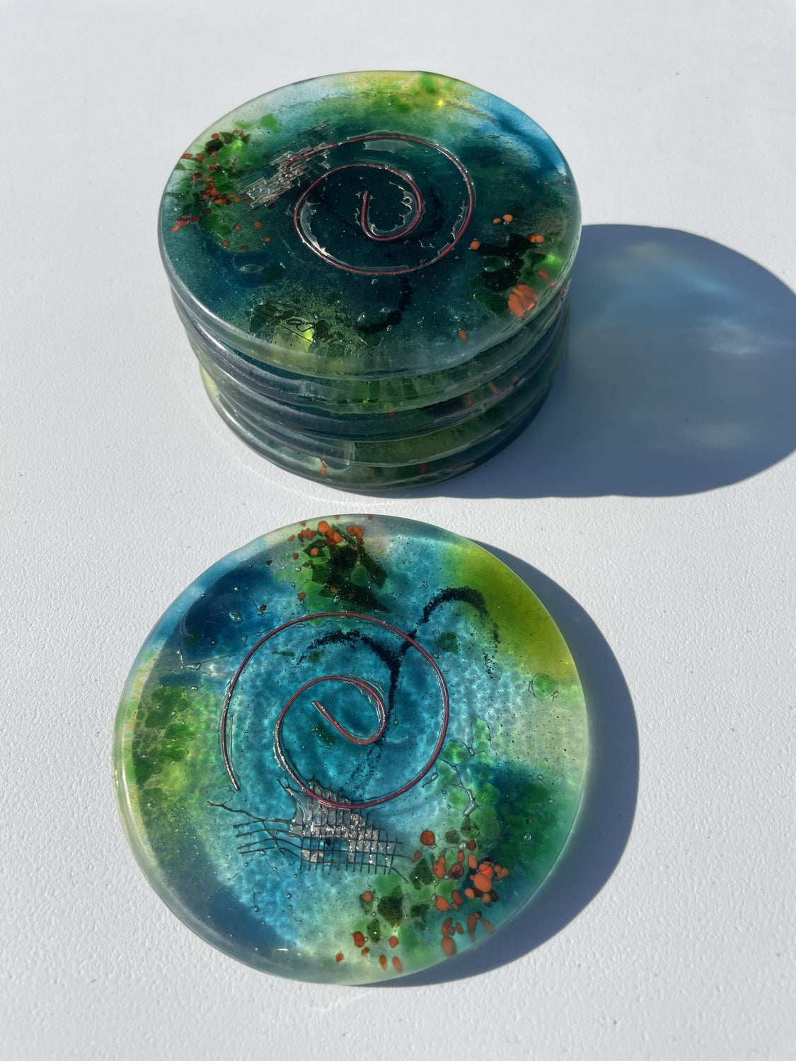 Light Green Aqua Coasters (Round)