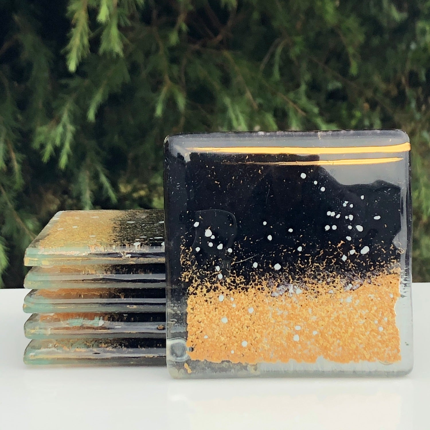 Black and Gold Coaster (Square)