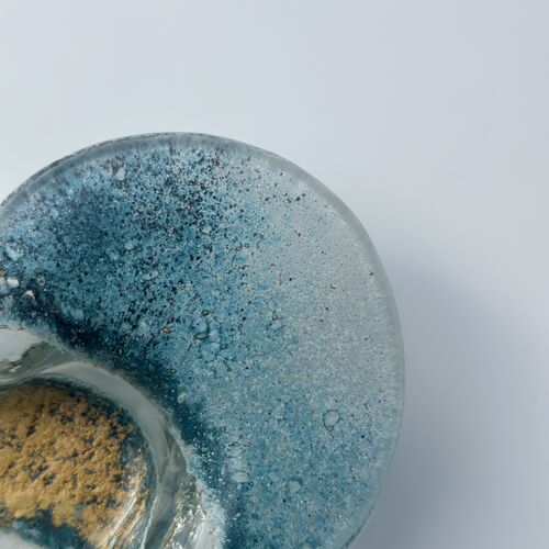 Blue & Gold Heart Tealight Dish