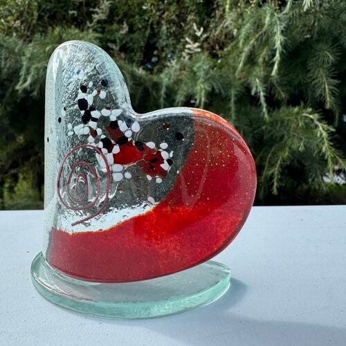 Artemis Red & White Heart Shaped Tealight Holder