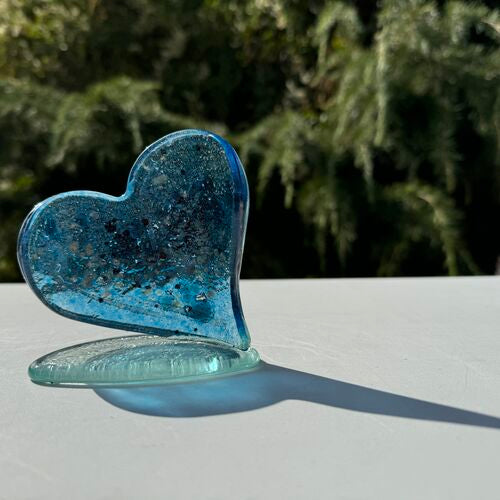 Blue & Platinum Heart Shaped Tealight Holder