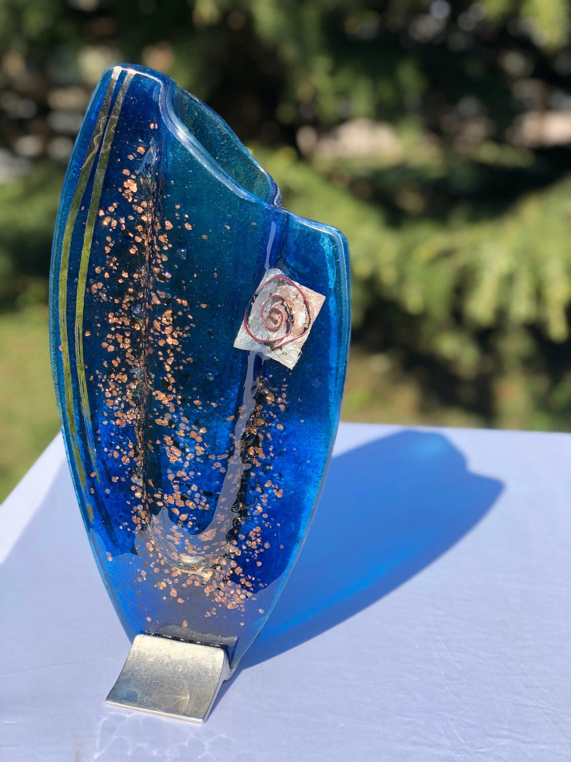 Blue & Platinum Oval Vase