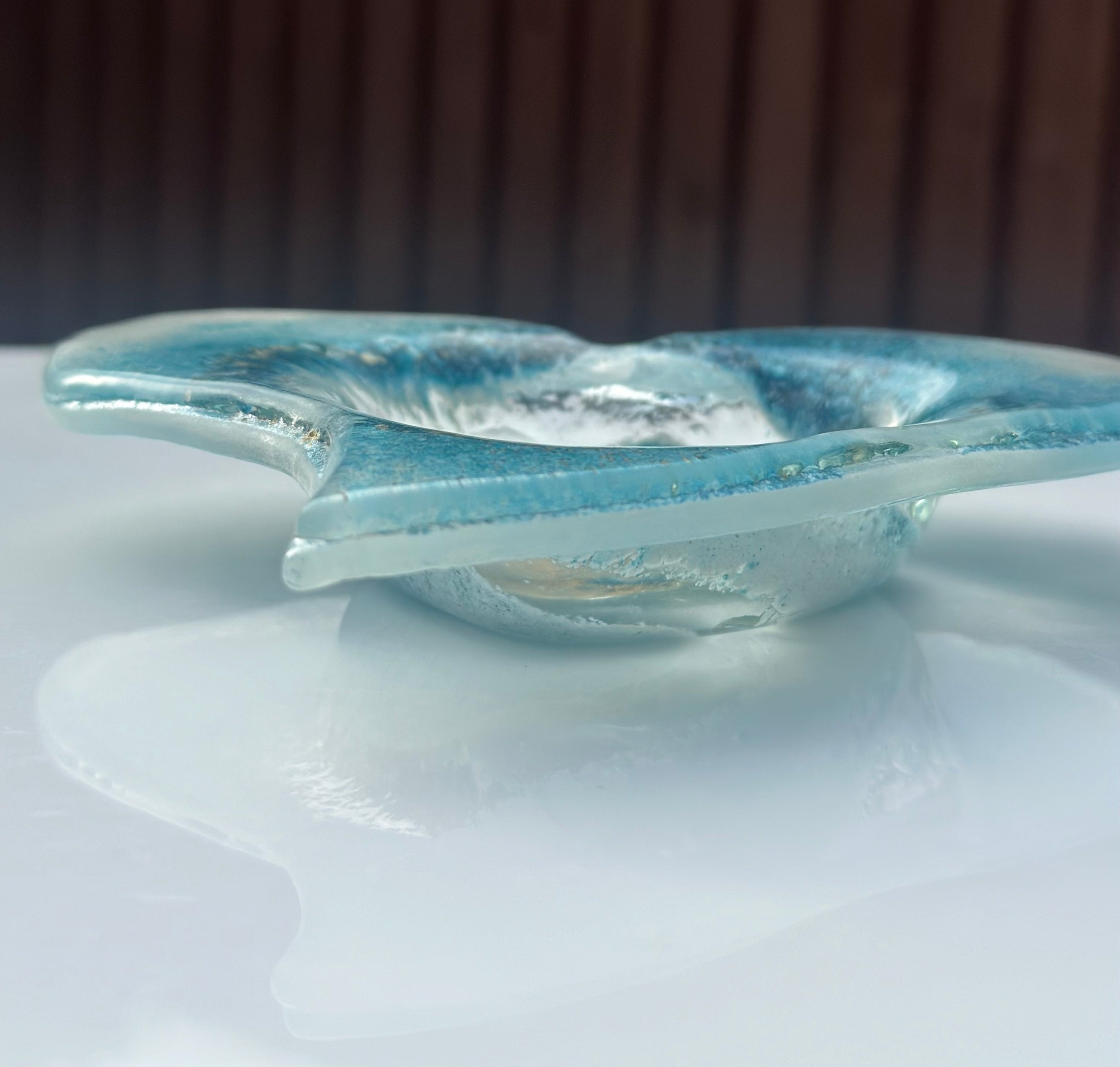 Blue & Gold Heart Tealight Dish