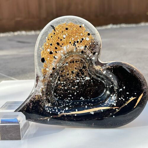 Black & Gold Heart Tealight Dish