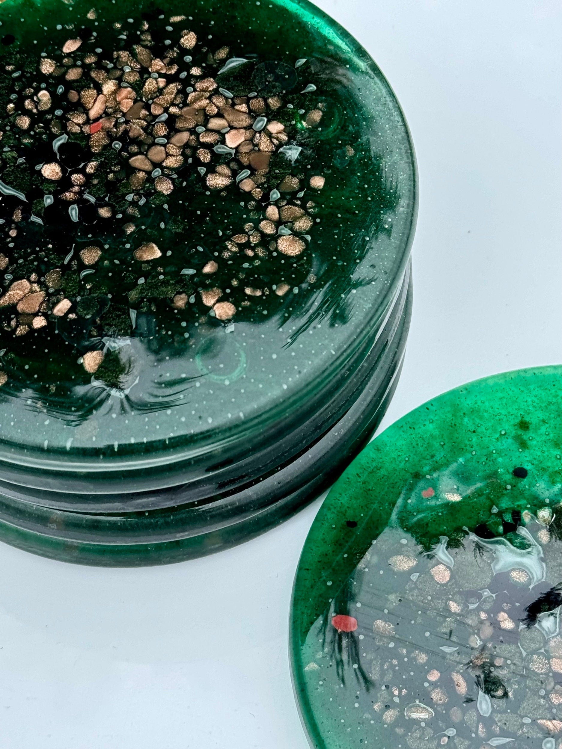 Dark Green & Gold Coaster (Round)