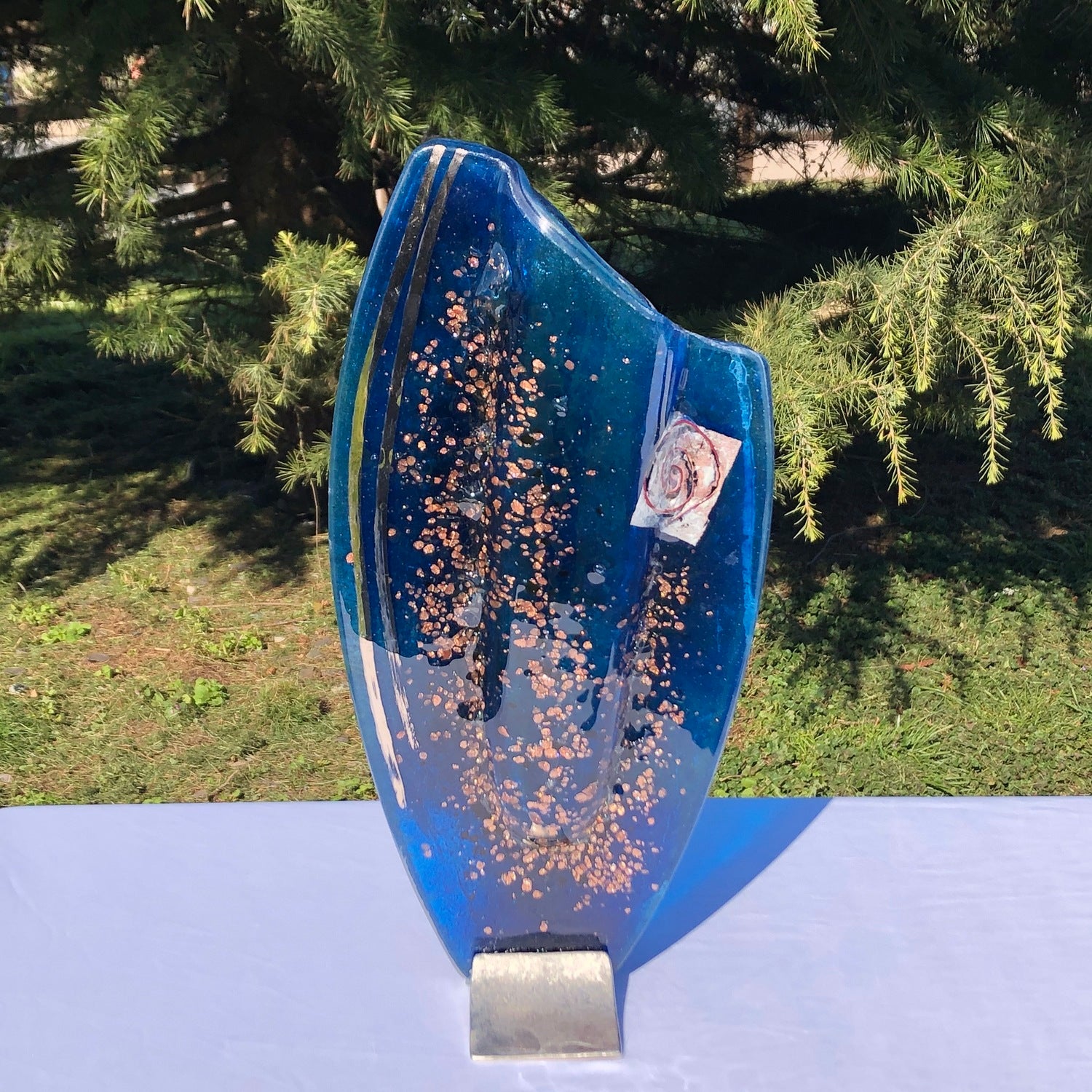 Blue & Platinum Oval Vase