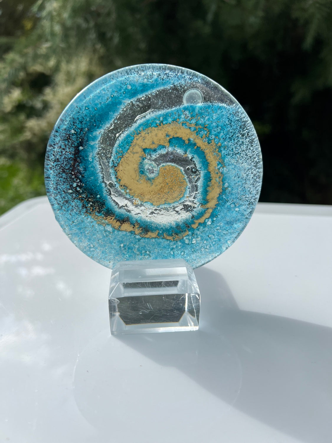 Blue & Gold Glass Coasters (Round)