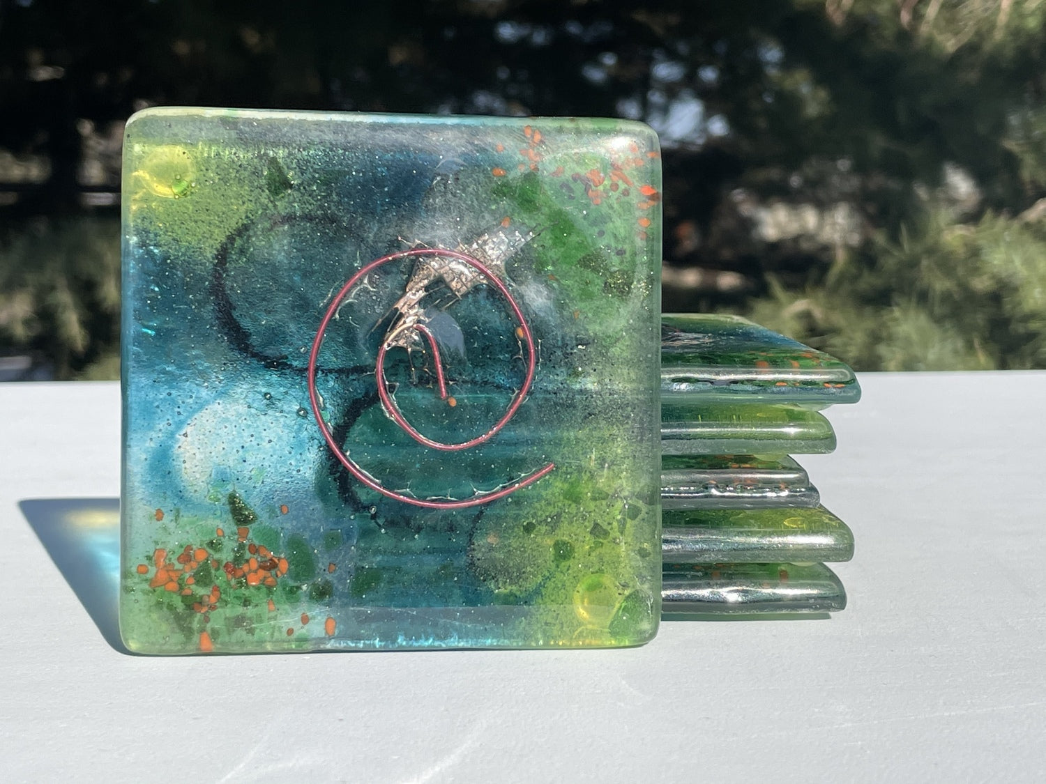 Light Green Aqua Coasters (Square)