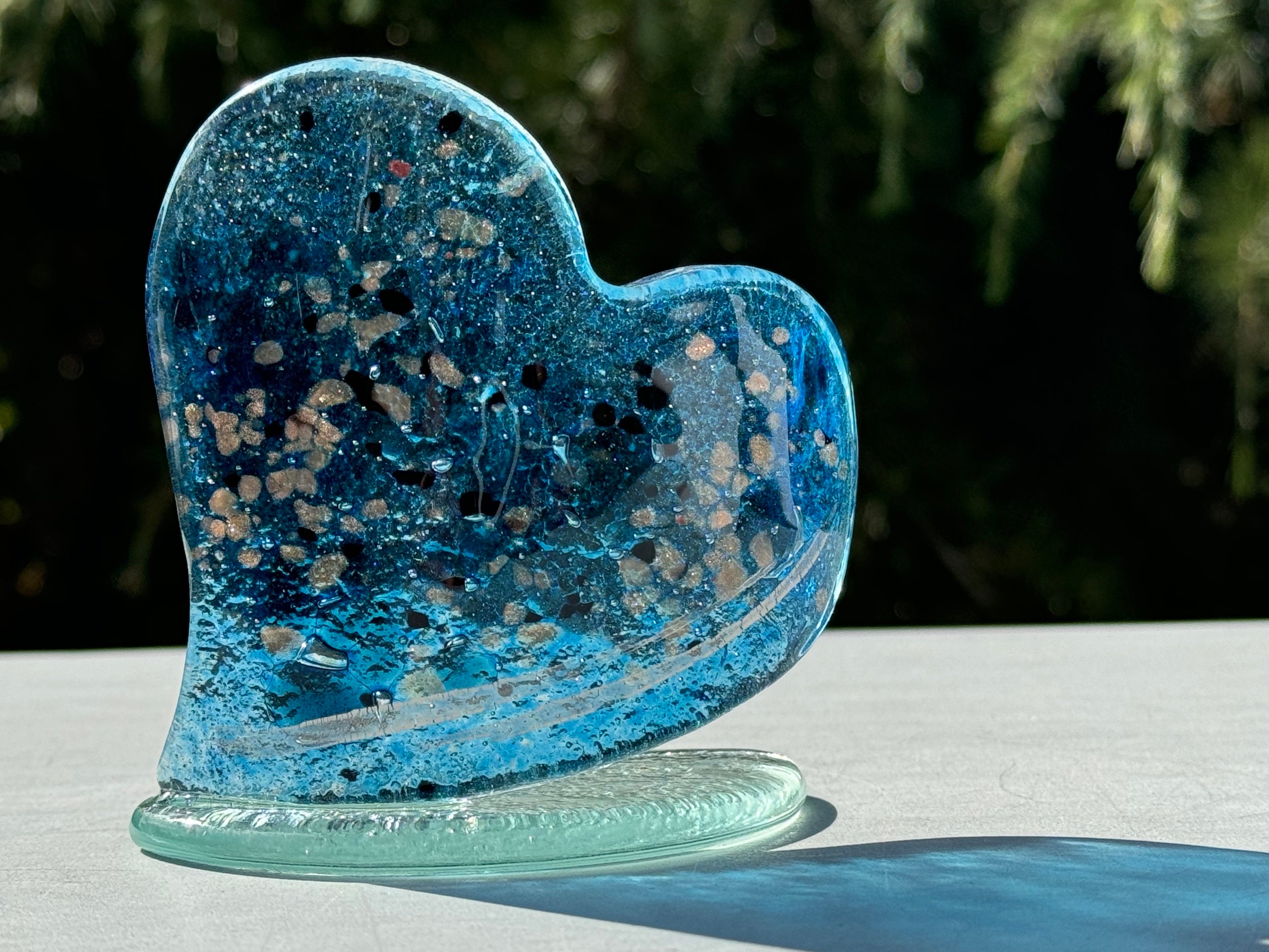 Blue & Platinum Heart Shaped Tealight Holder
