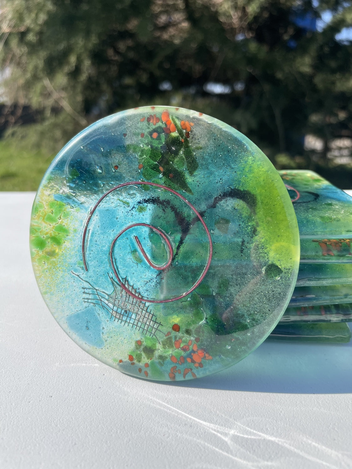 Light Green Aqua Coasters (Round)