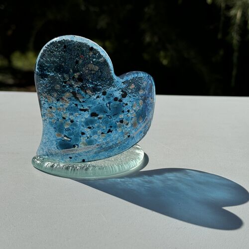 Blue & Platinum Heart Shaped Tealight Holder