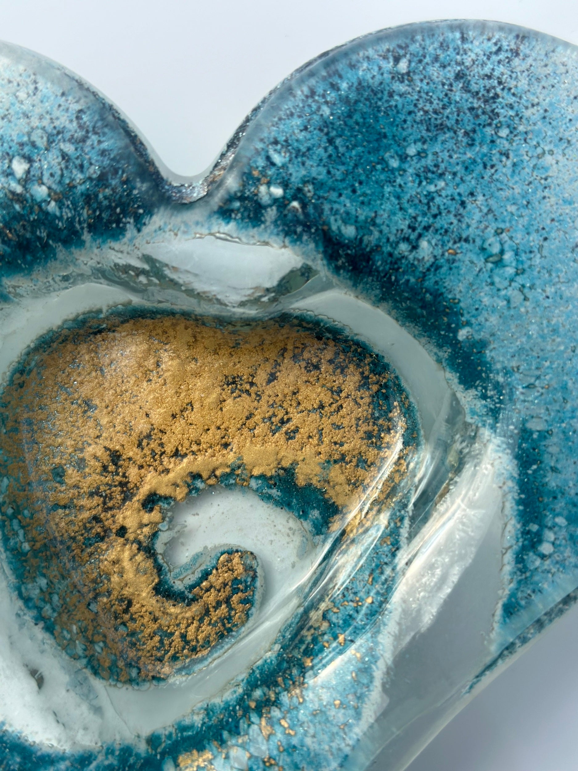 Blue & Gold Heart Tealight Dish