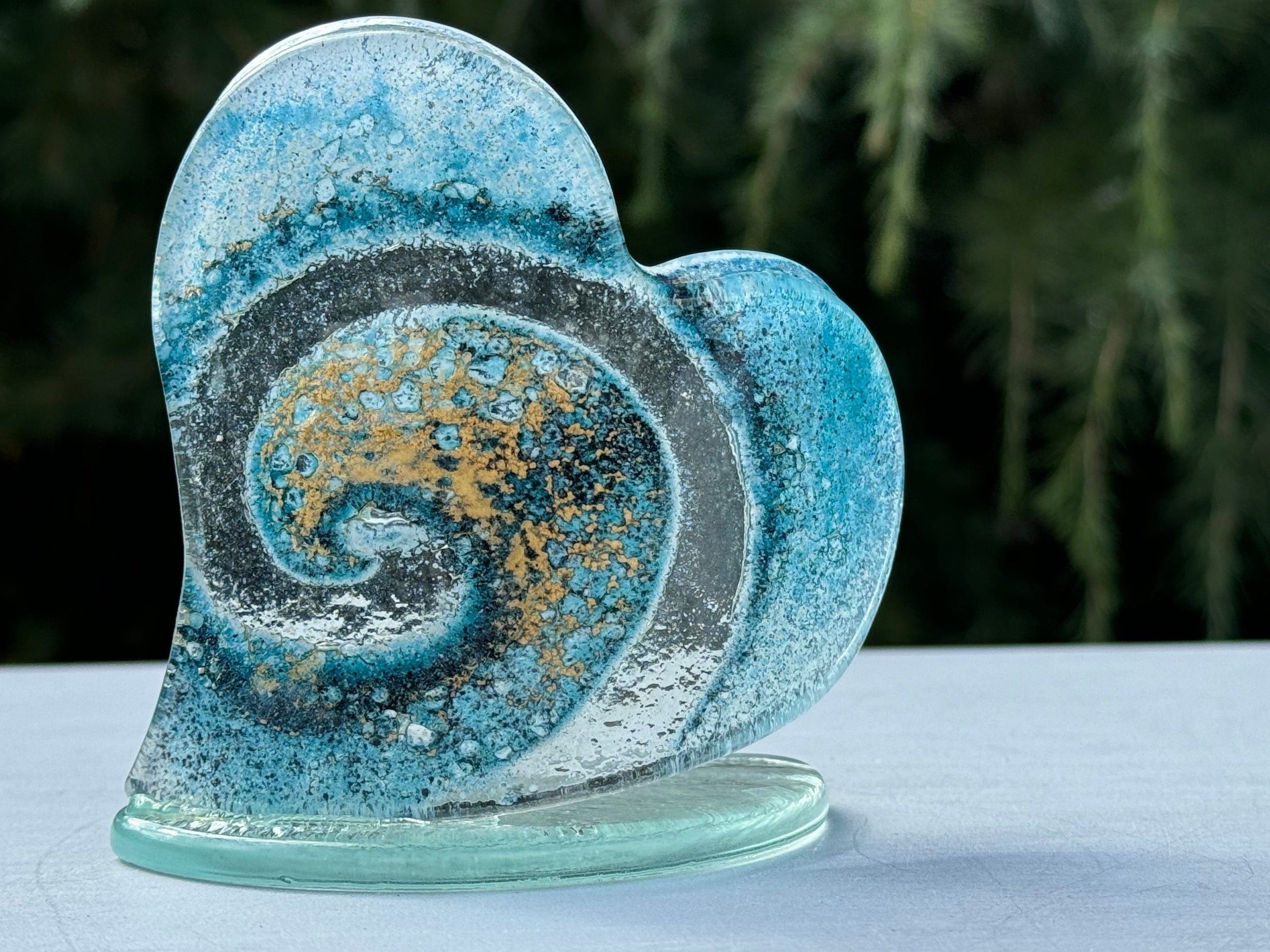 Blue & Gold Heart Shaped Tealight Holder