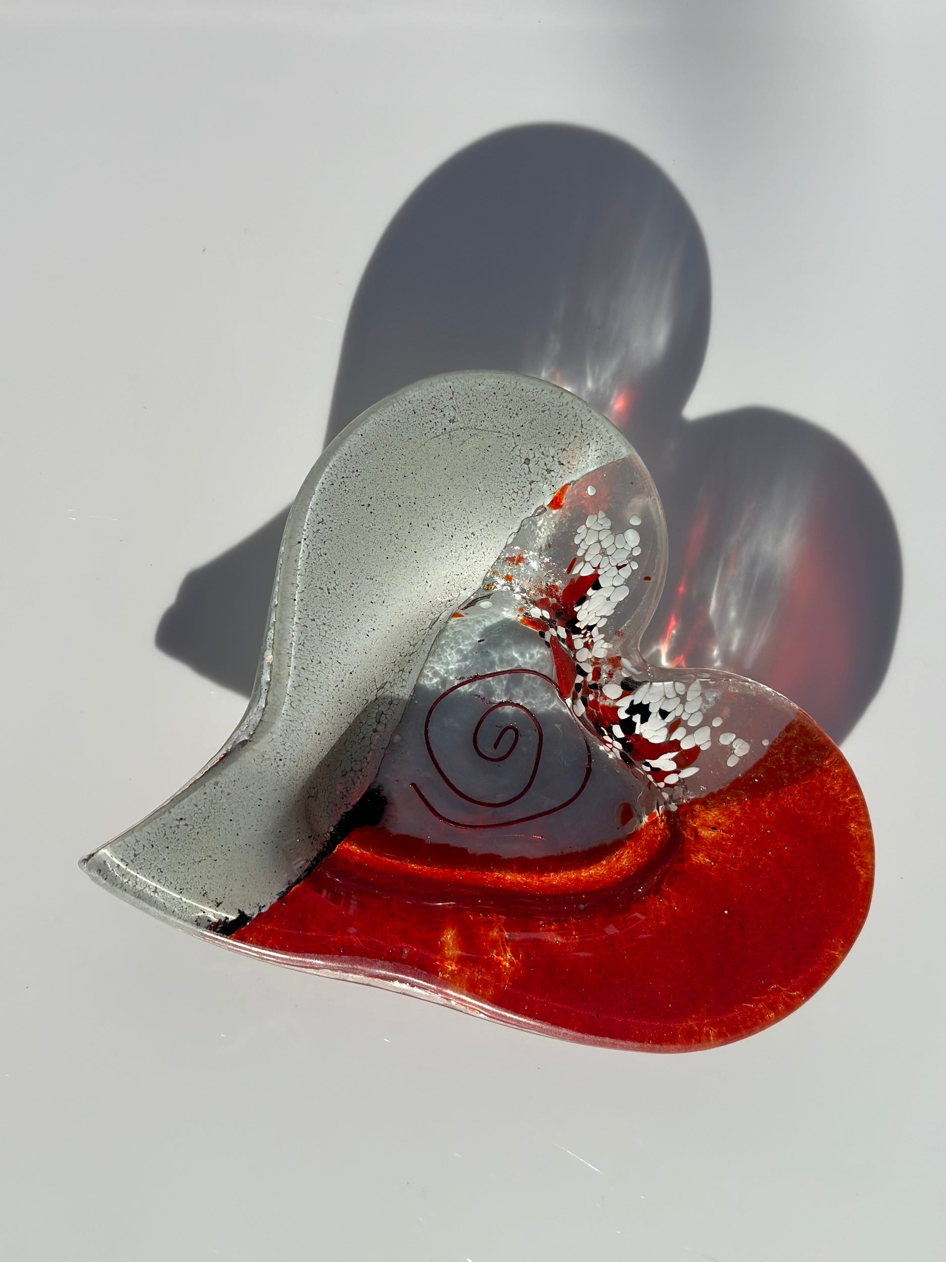 Artemis Red & White Heart Tealight Dish