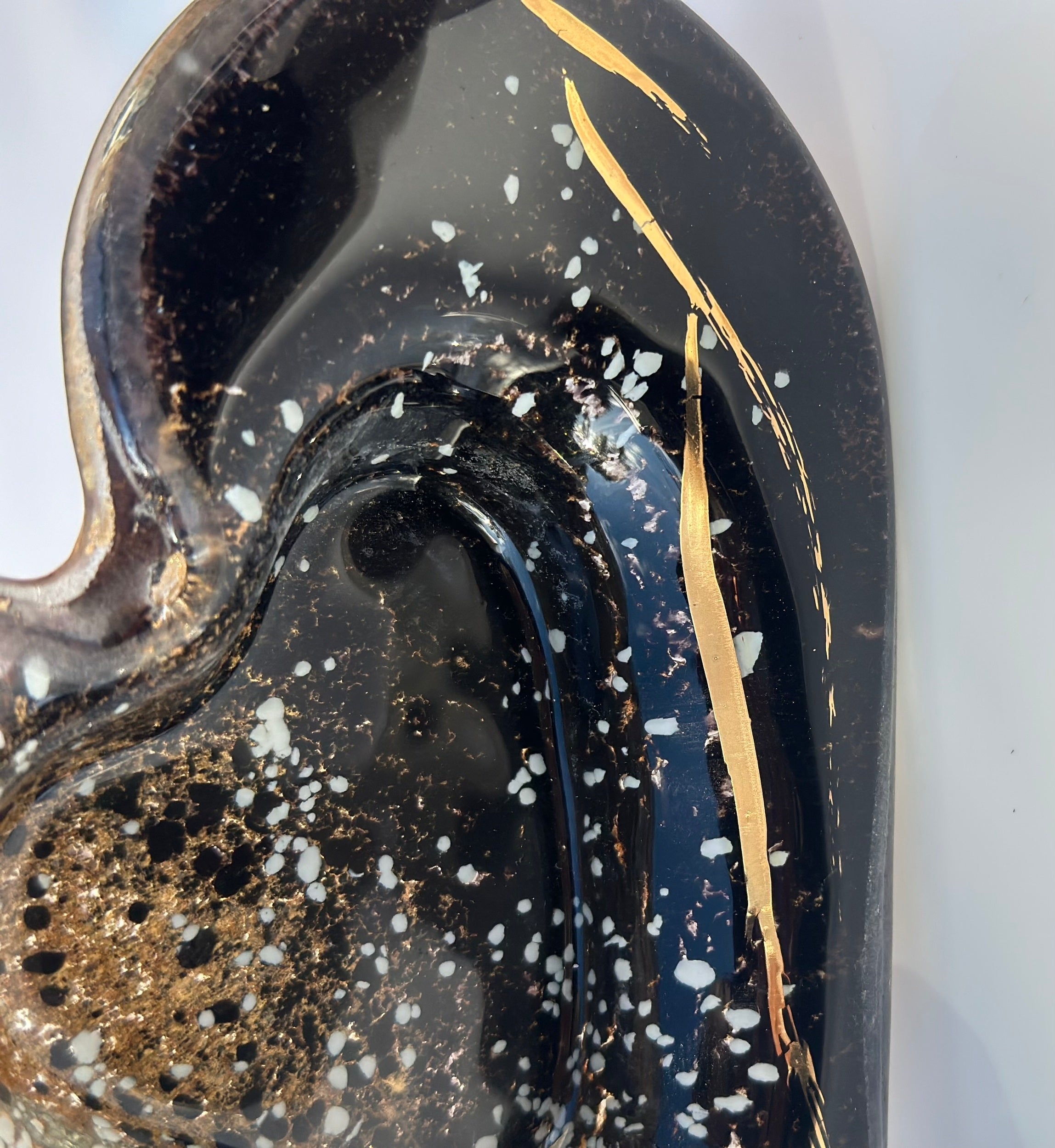 Black & Gold Heart Tealight Dish