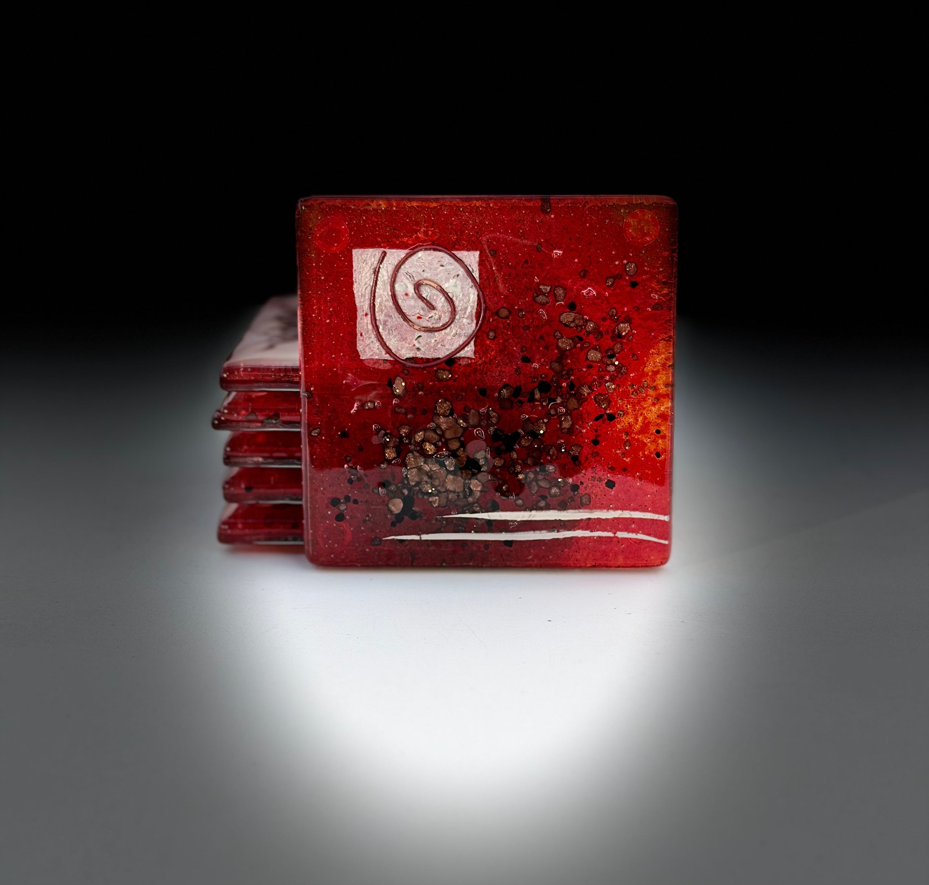 Red & Platinum Square Coasters