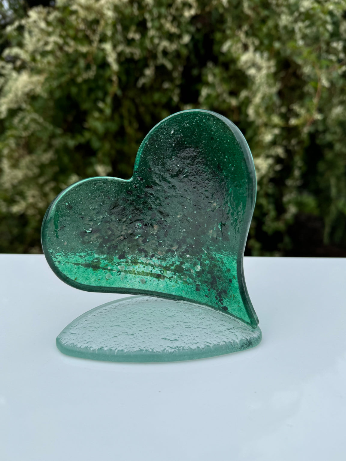 Dark Green & Gold Heart Shaped Tealight Holder.