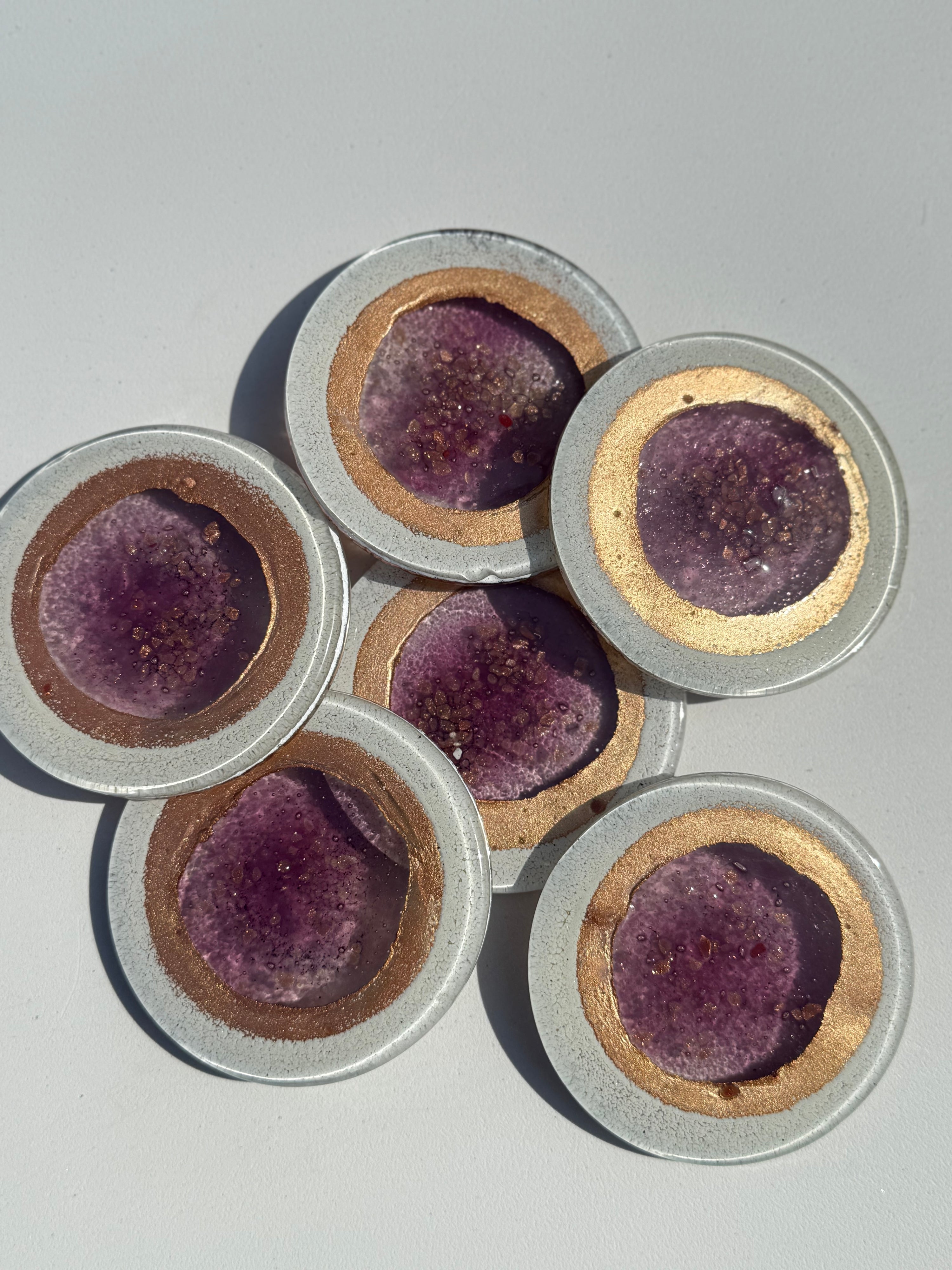 Thira Mauve Glass Coasters (Round)