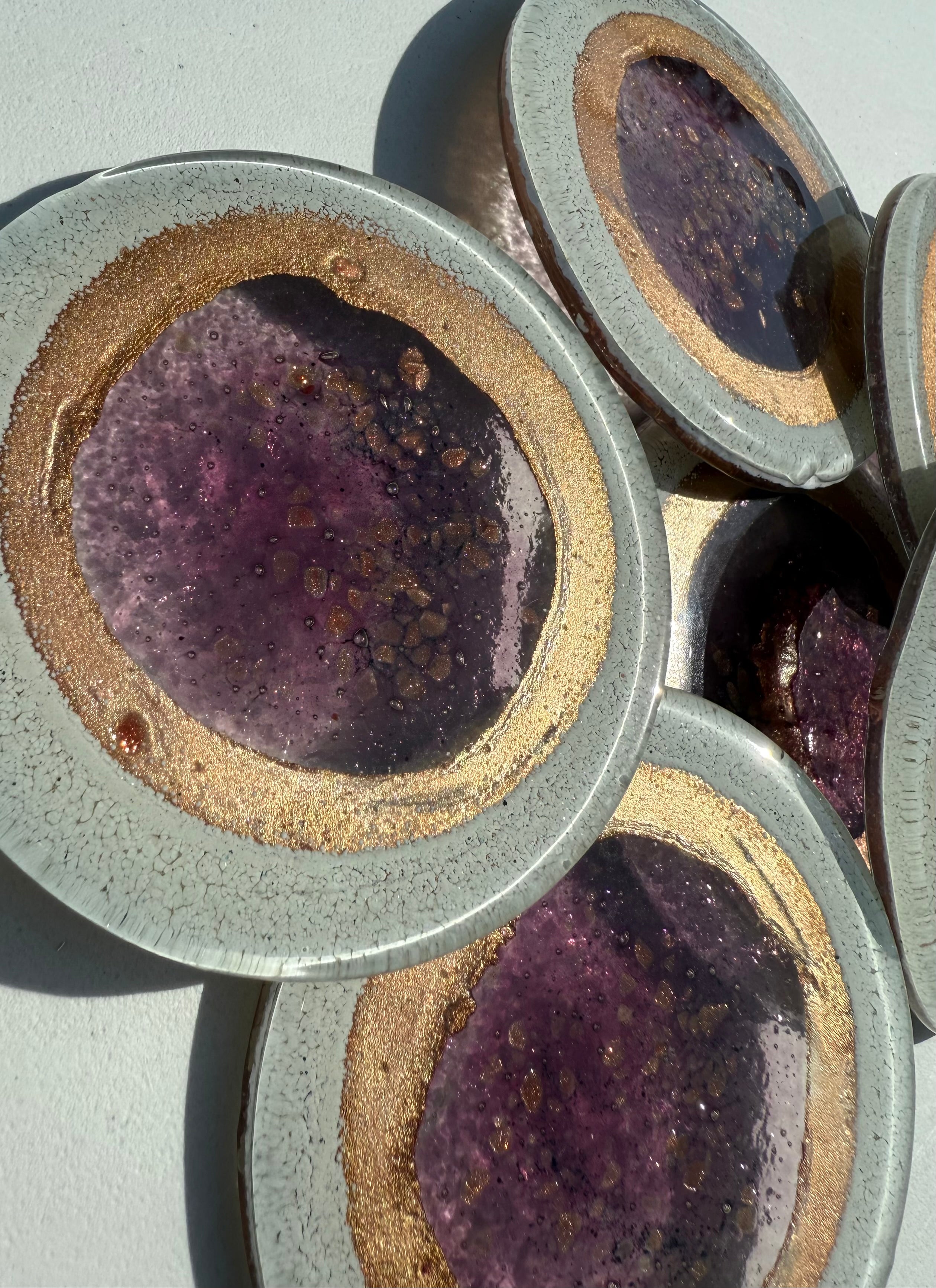 Thira Mauve Glass Coasters (Round)