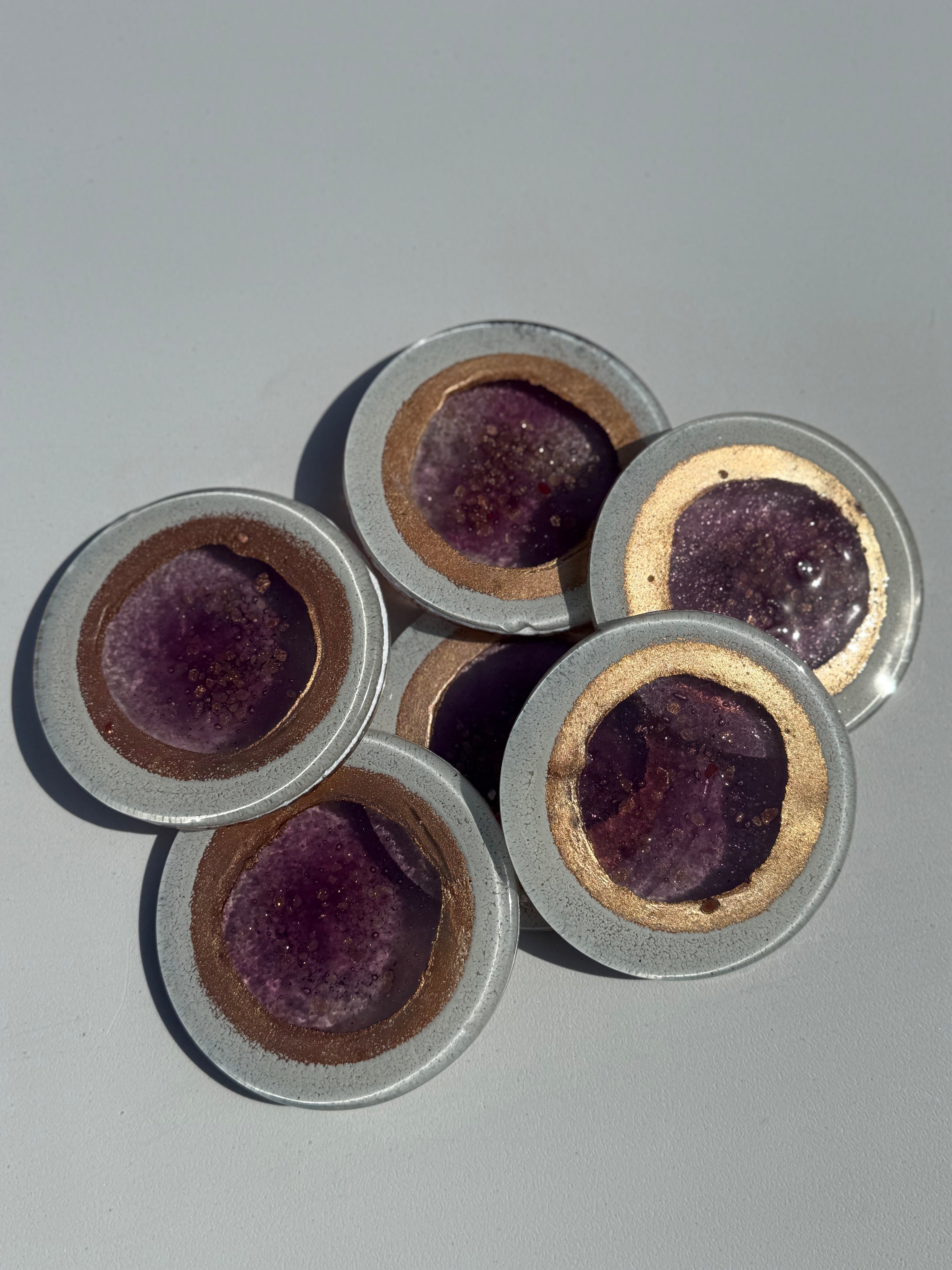 Thira Mauve Glass Coasters (Round)