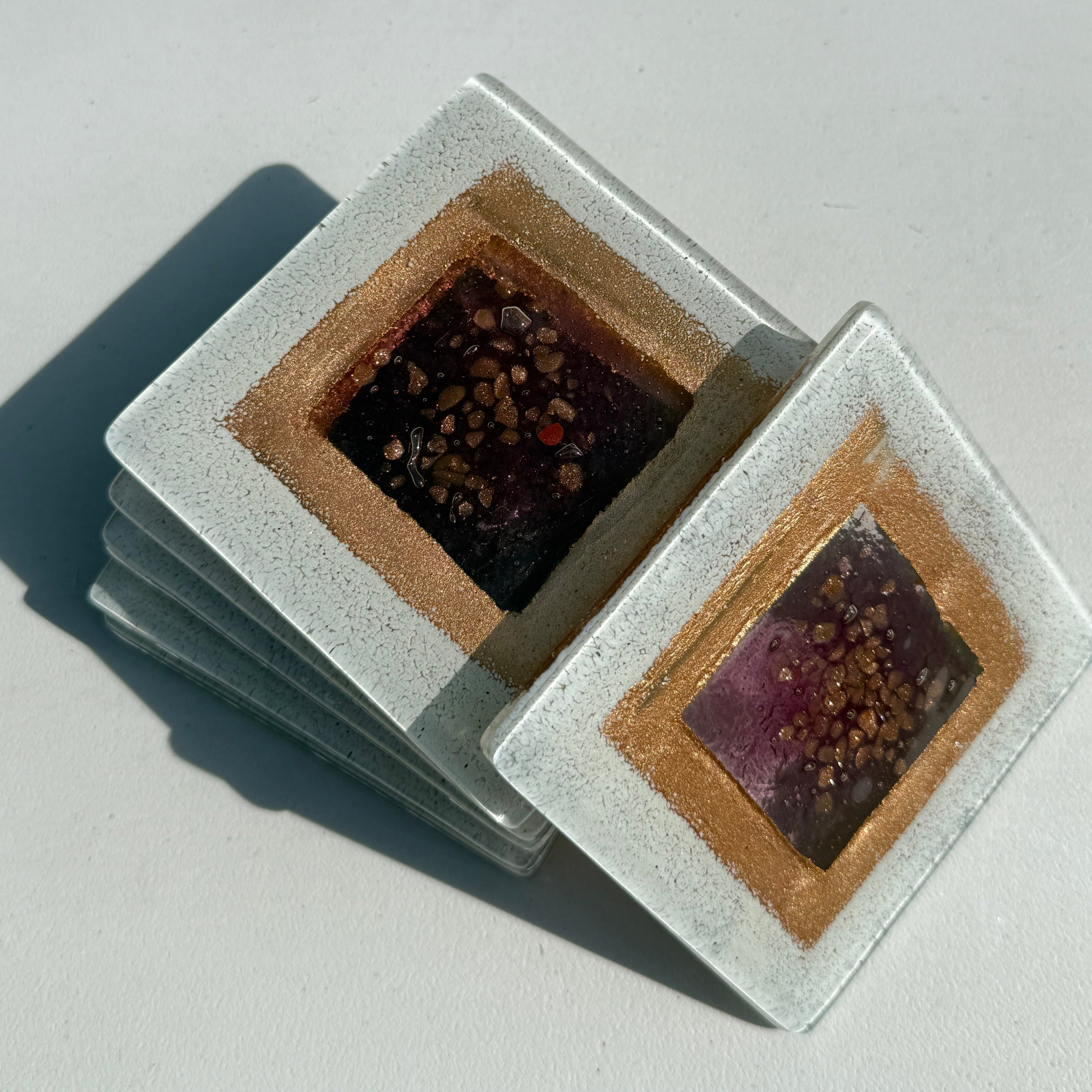 Thira Mauve Glass Coasters (Square)