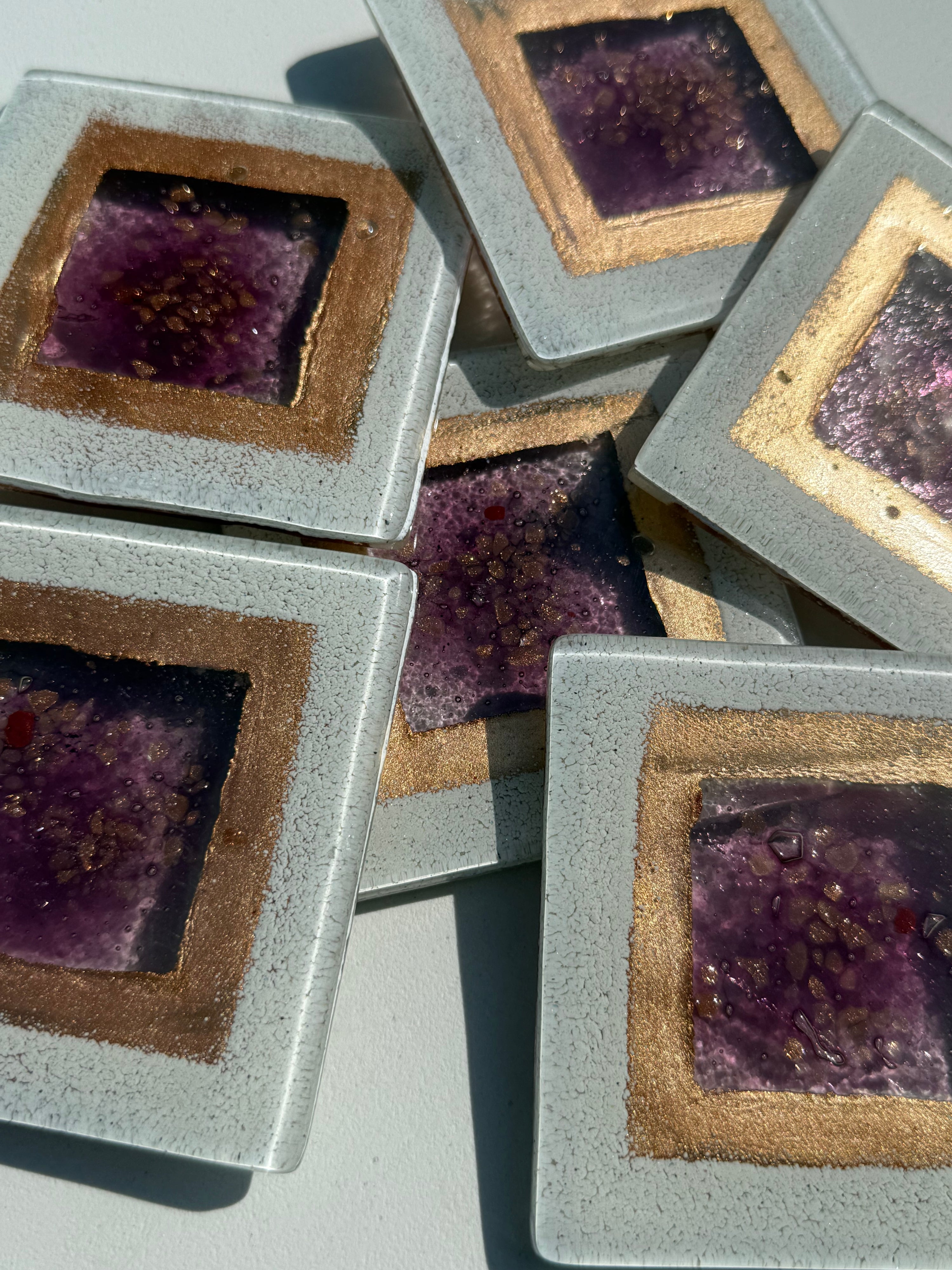 Thira Mauve Glass Coasters (Square)