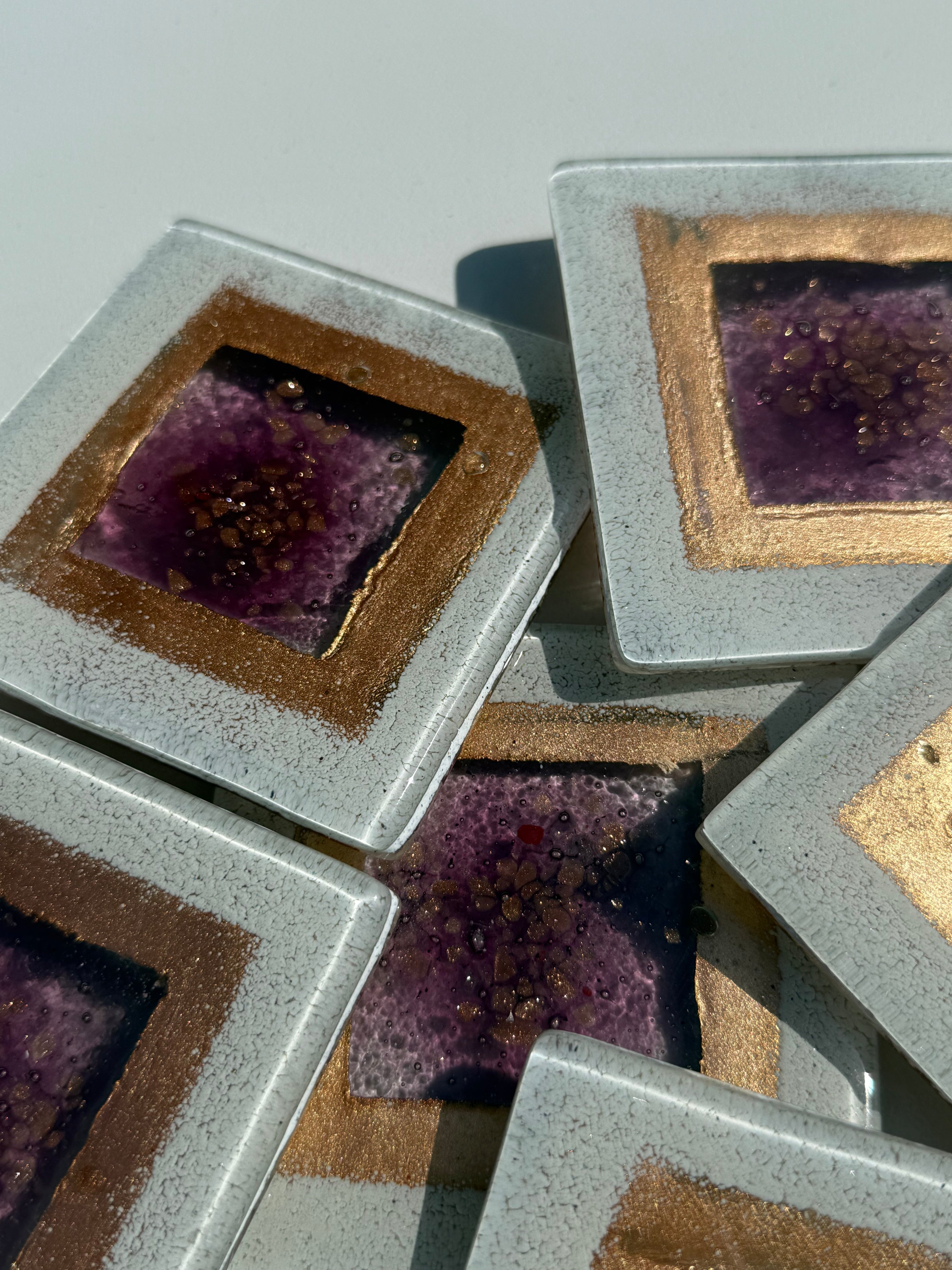 Thira Mauve Glass Coasters (Square)