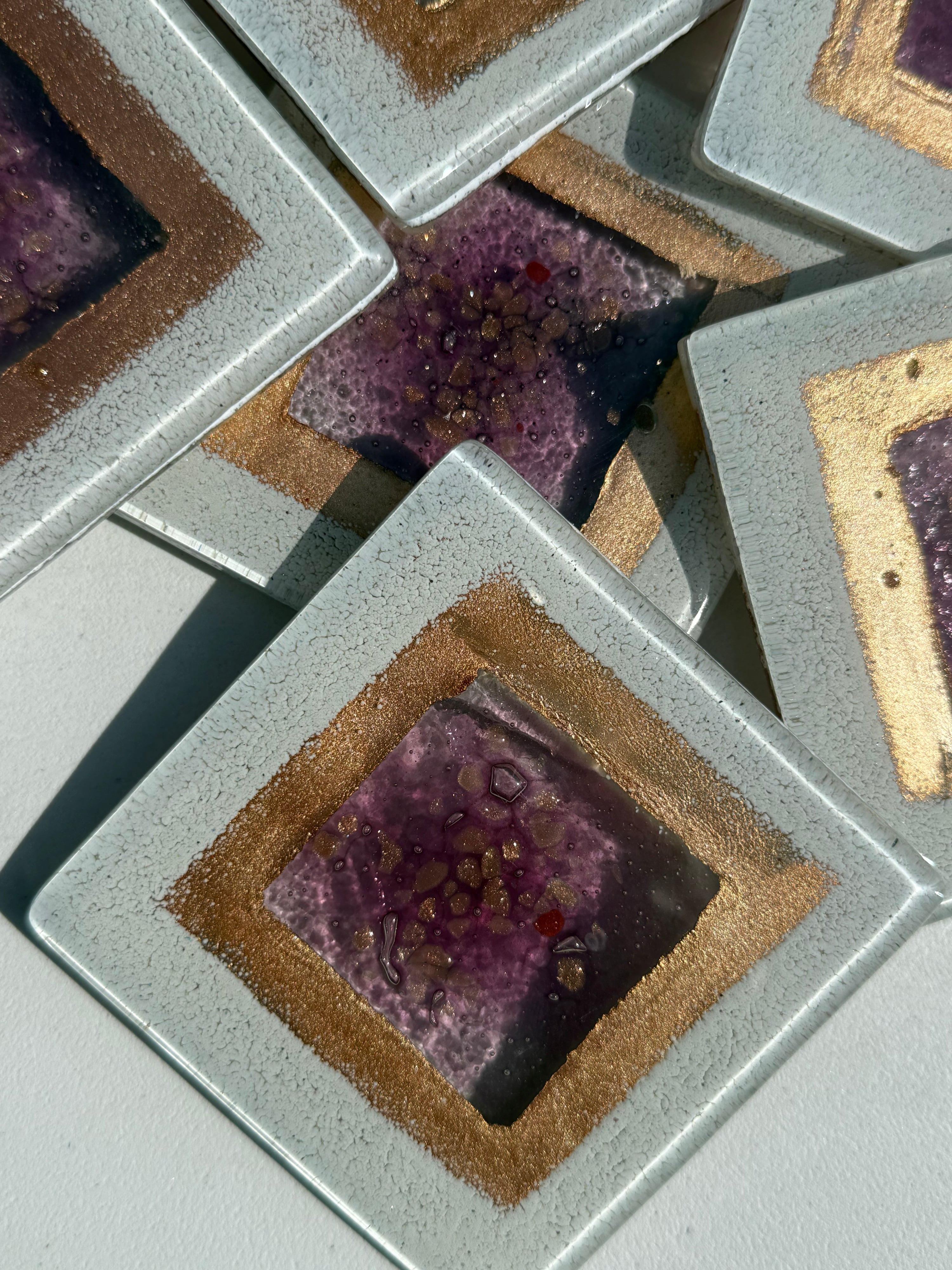 Thira Mauve Glass Coasters (Square)