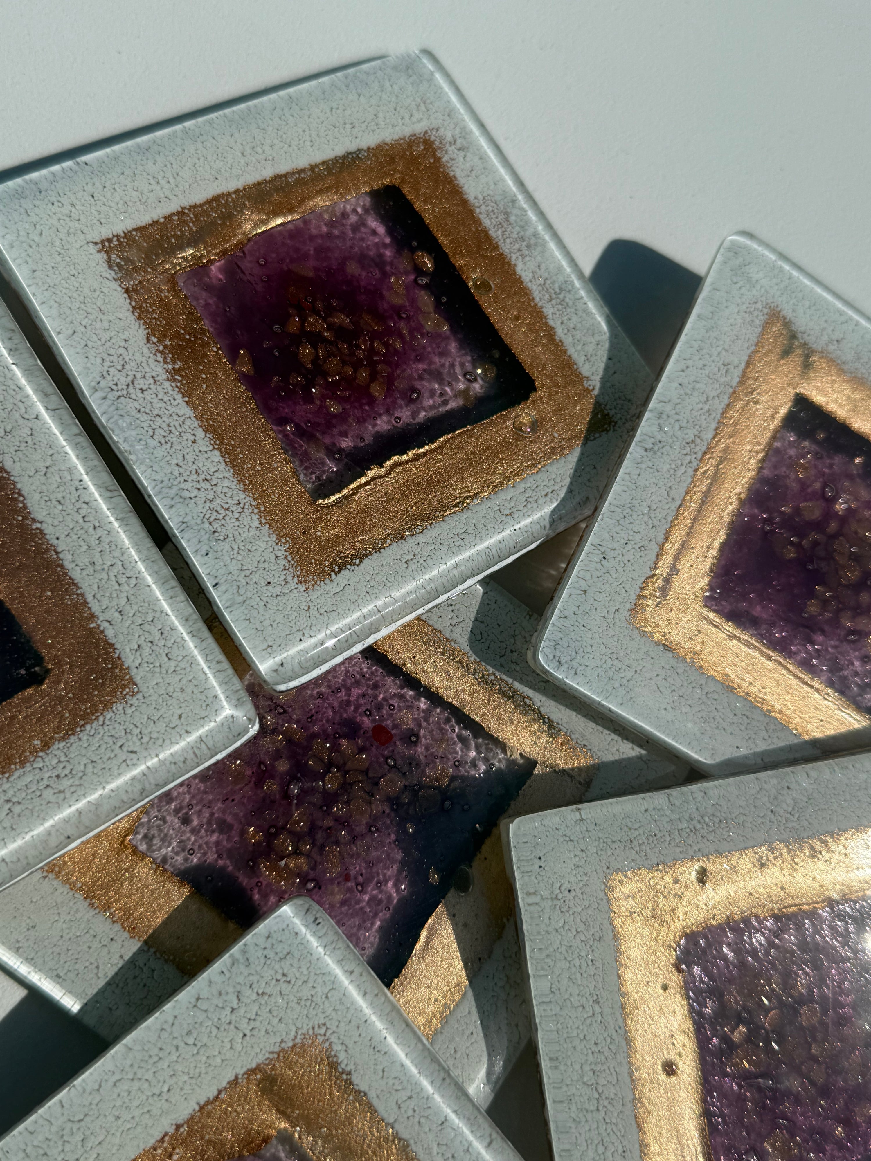 Thira Mauve Glass Coasters (Square)