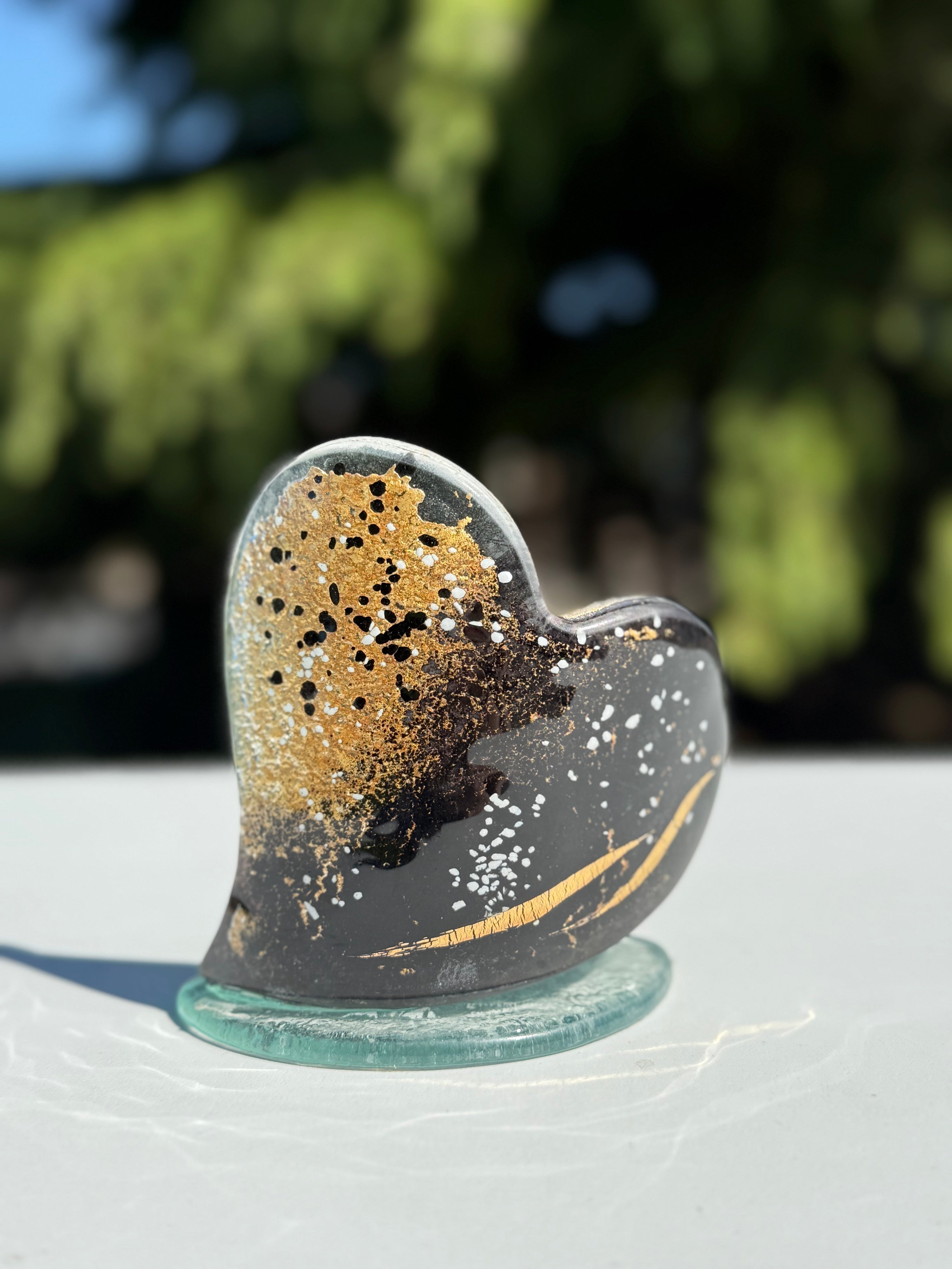 Black & Gold Heart Shaped Tealight Holder