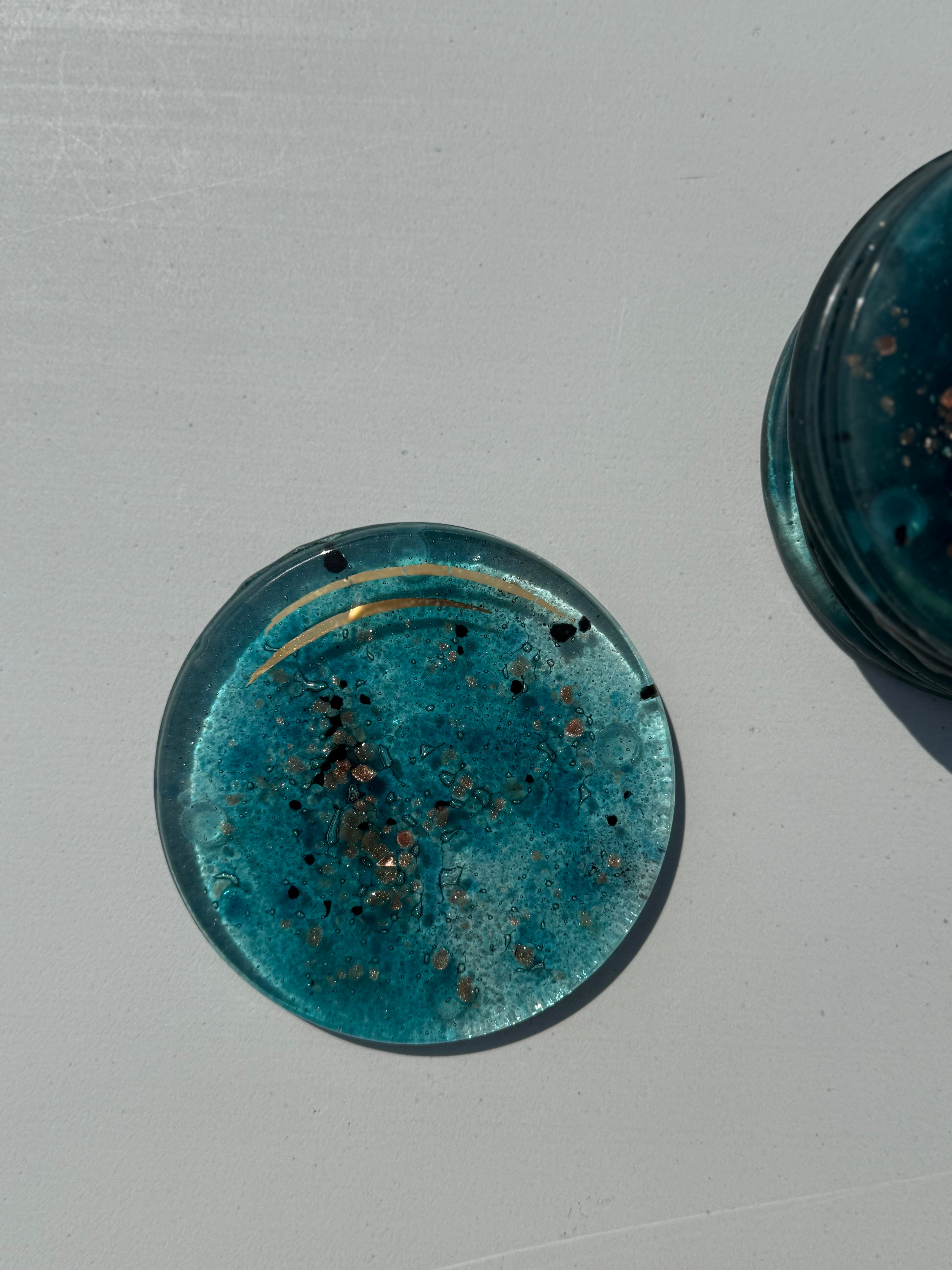 Aqua Round Glass Coasters