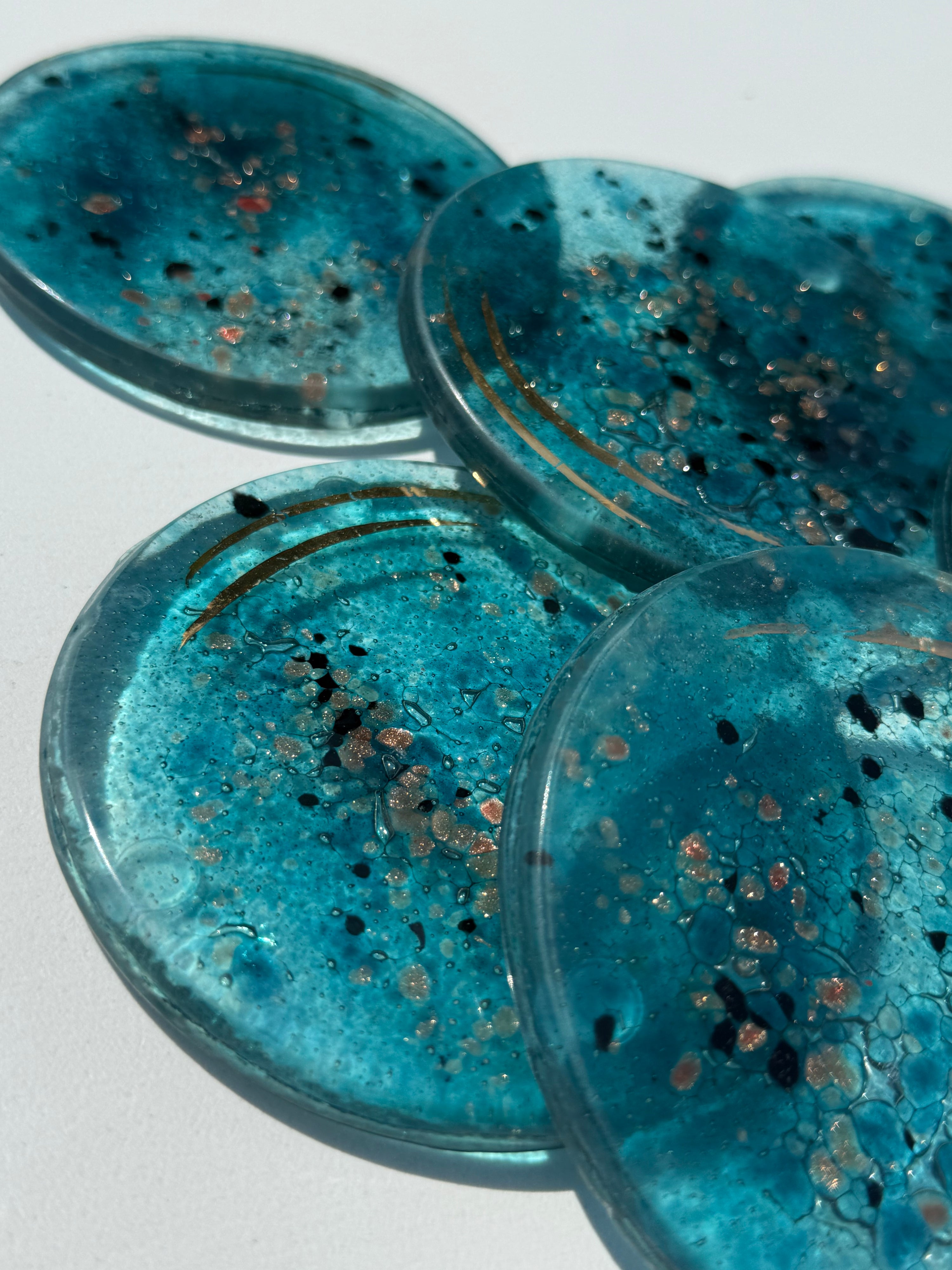 Aqua Round Glass Coasters