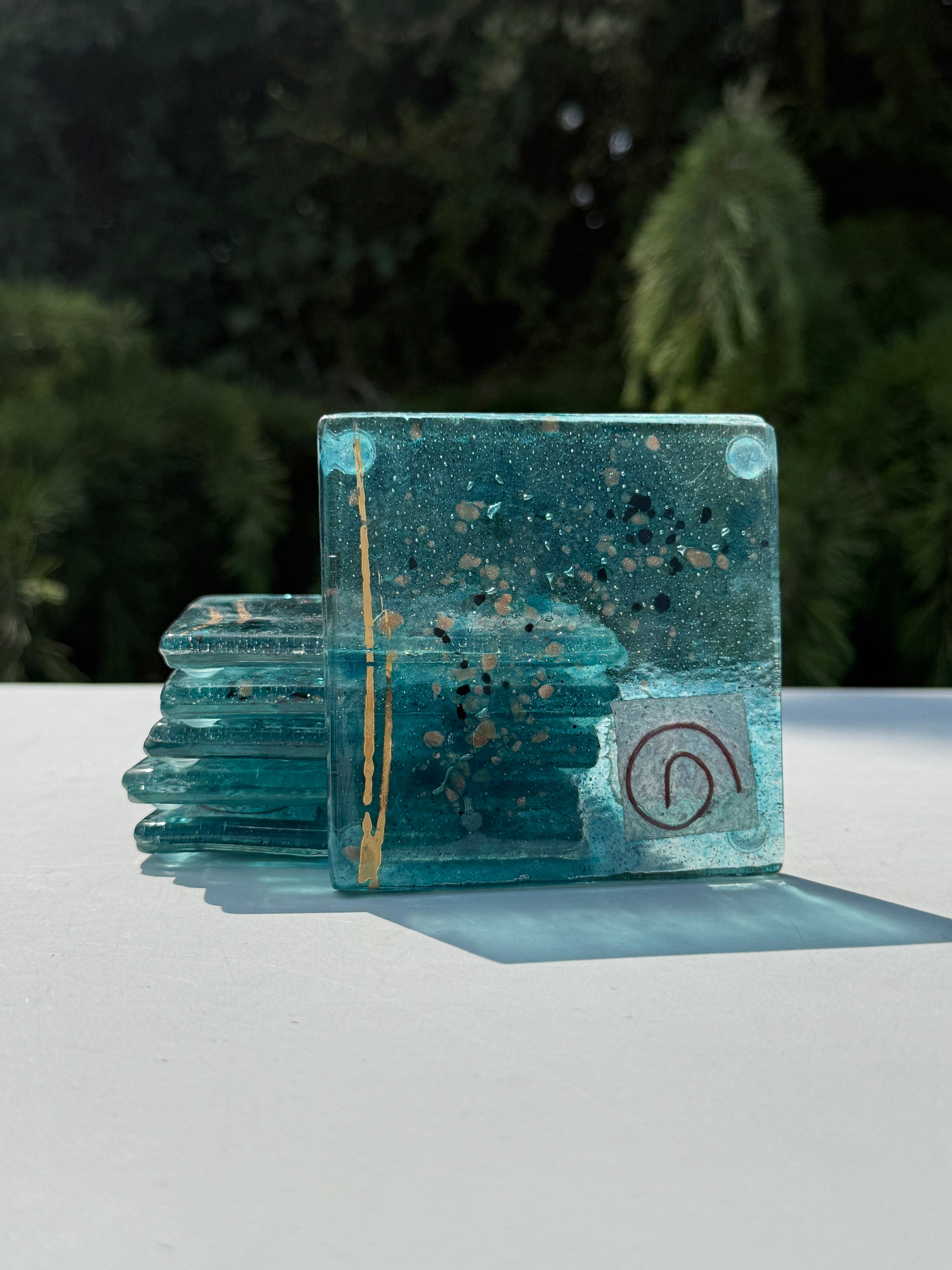 Aqua Square Glass Coasters