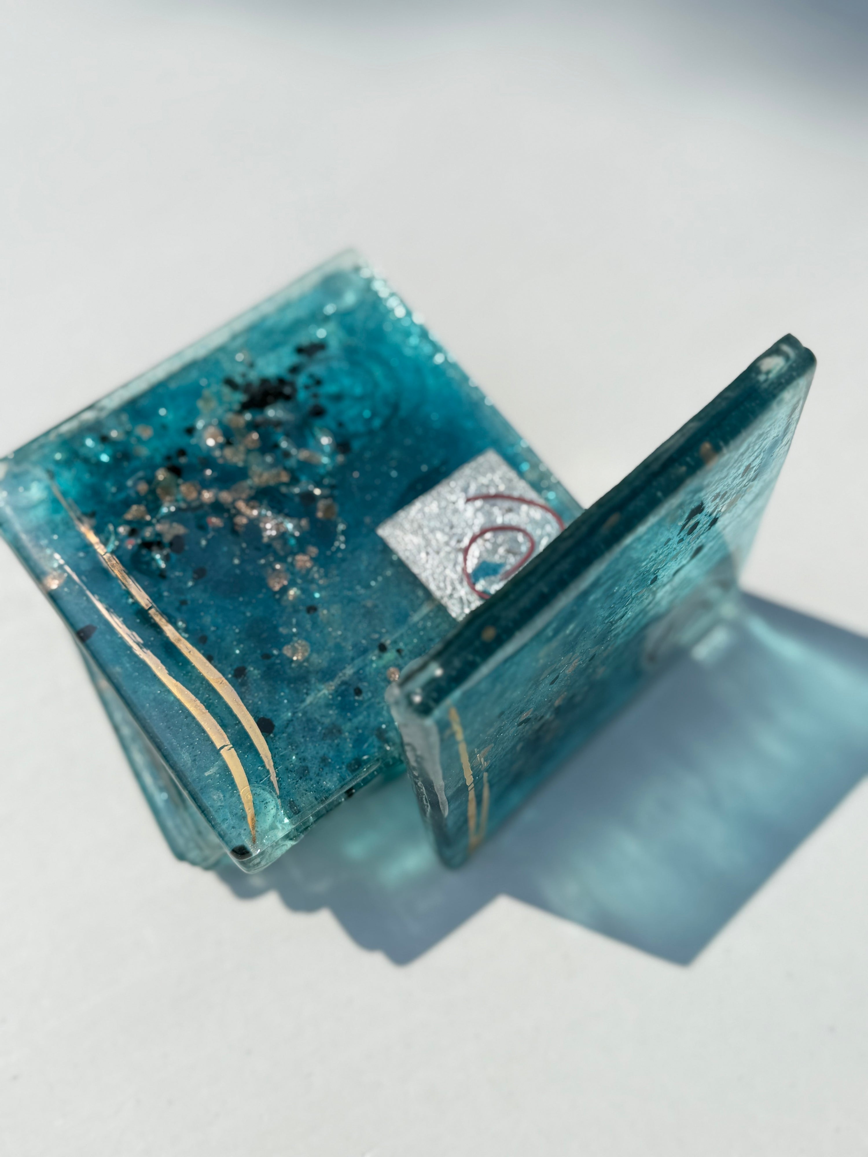 Aqua Square Glass Coasters
