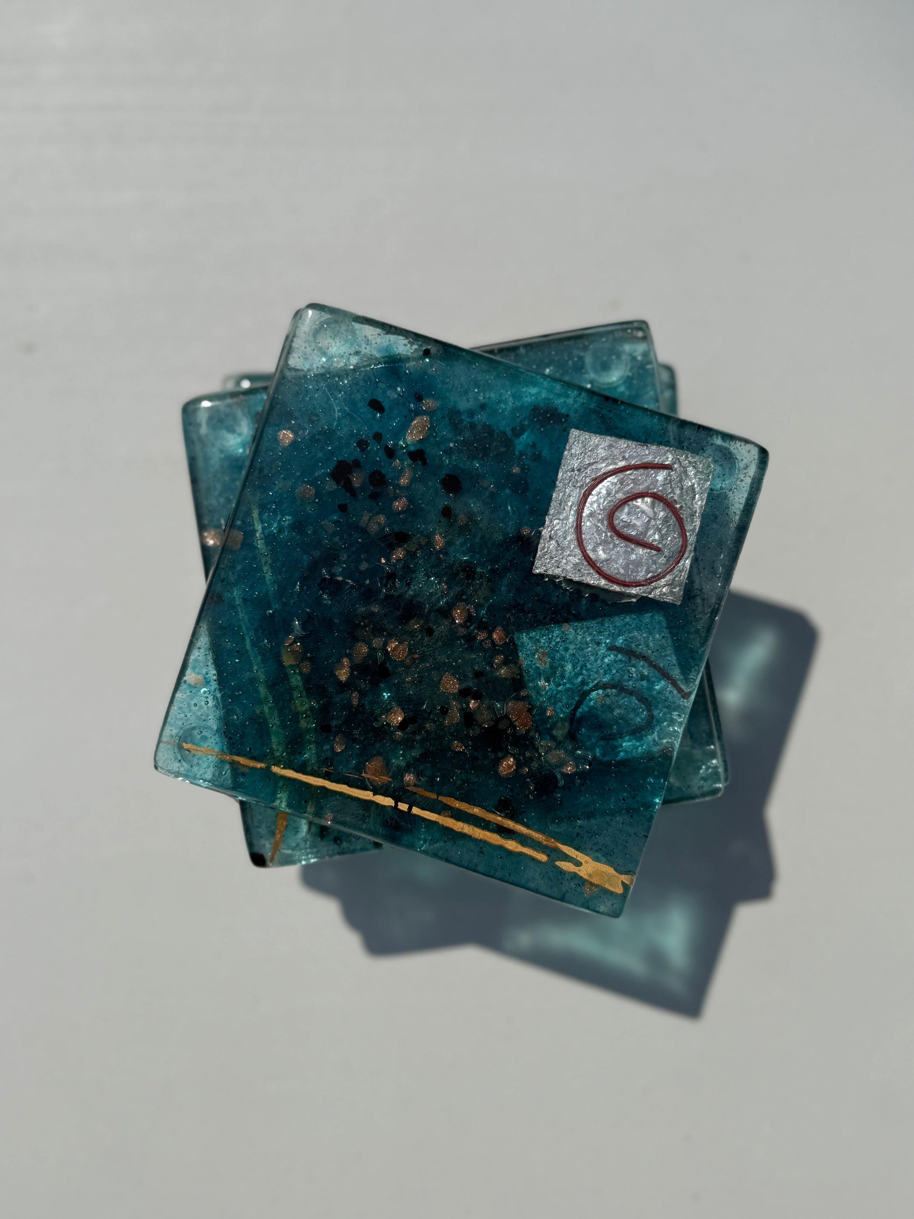 Aqua Square Glass Coasters