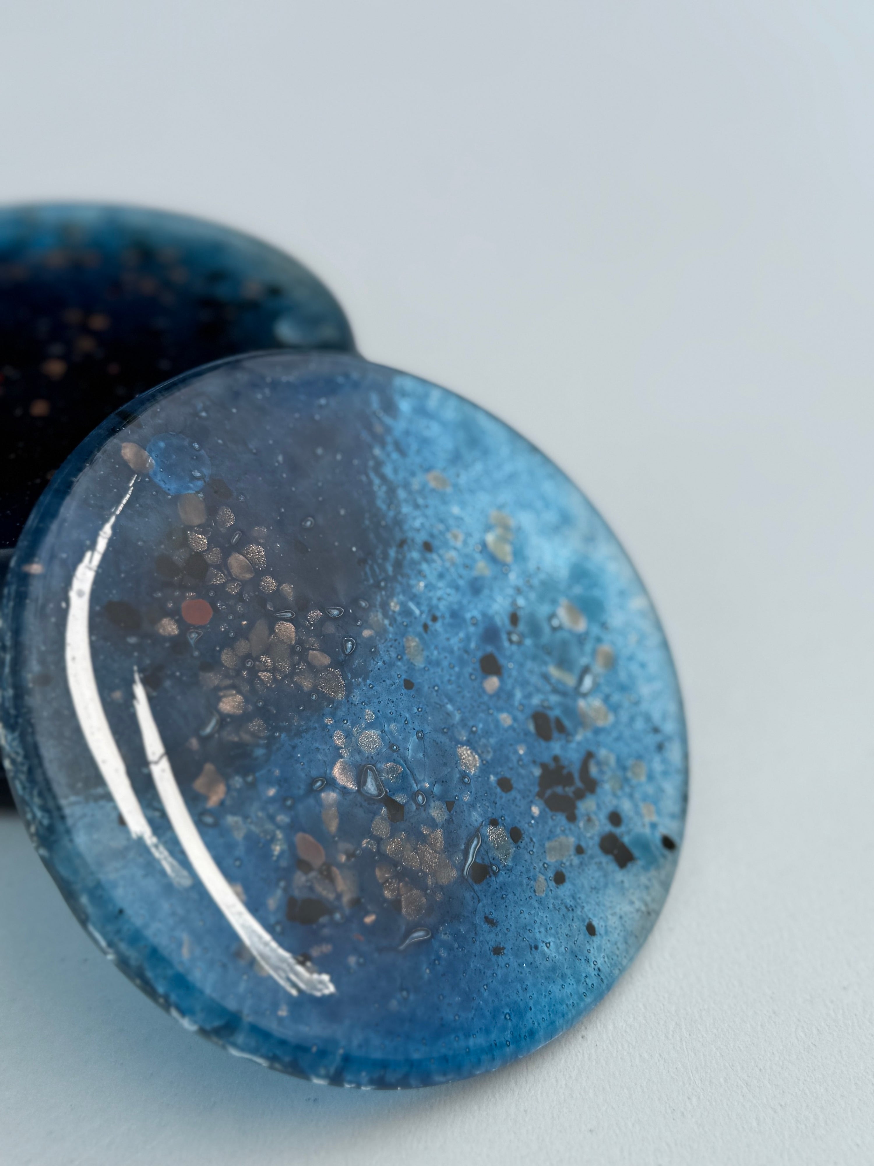 Blue & Platinum Glass Coasters (Round)