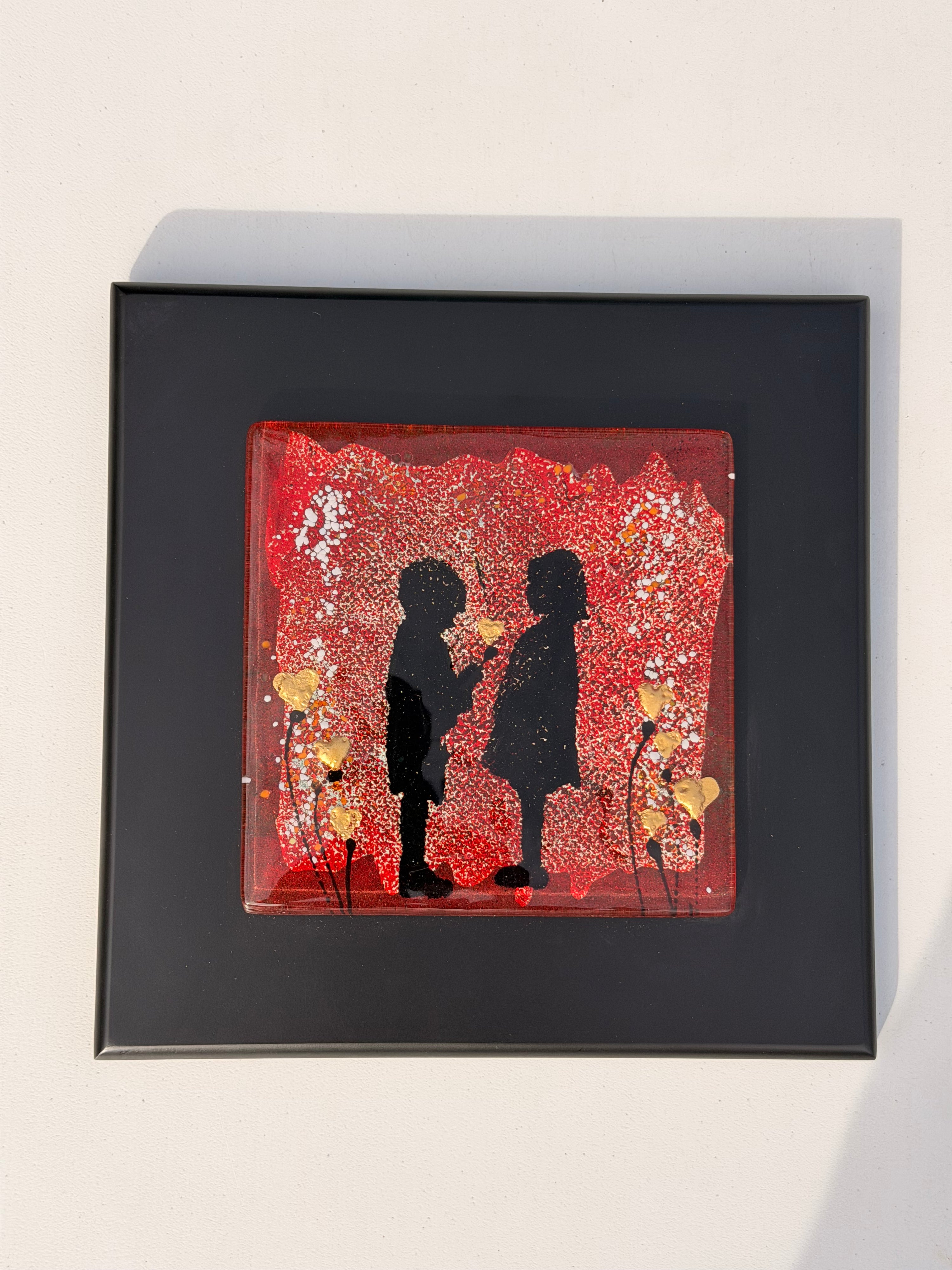Little People - Fused Glass Wall Art with Black Panel