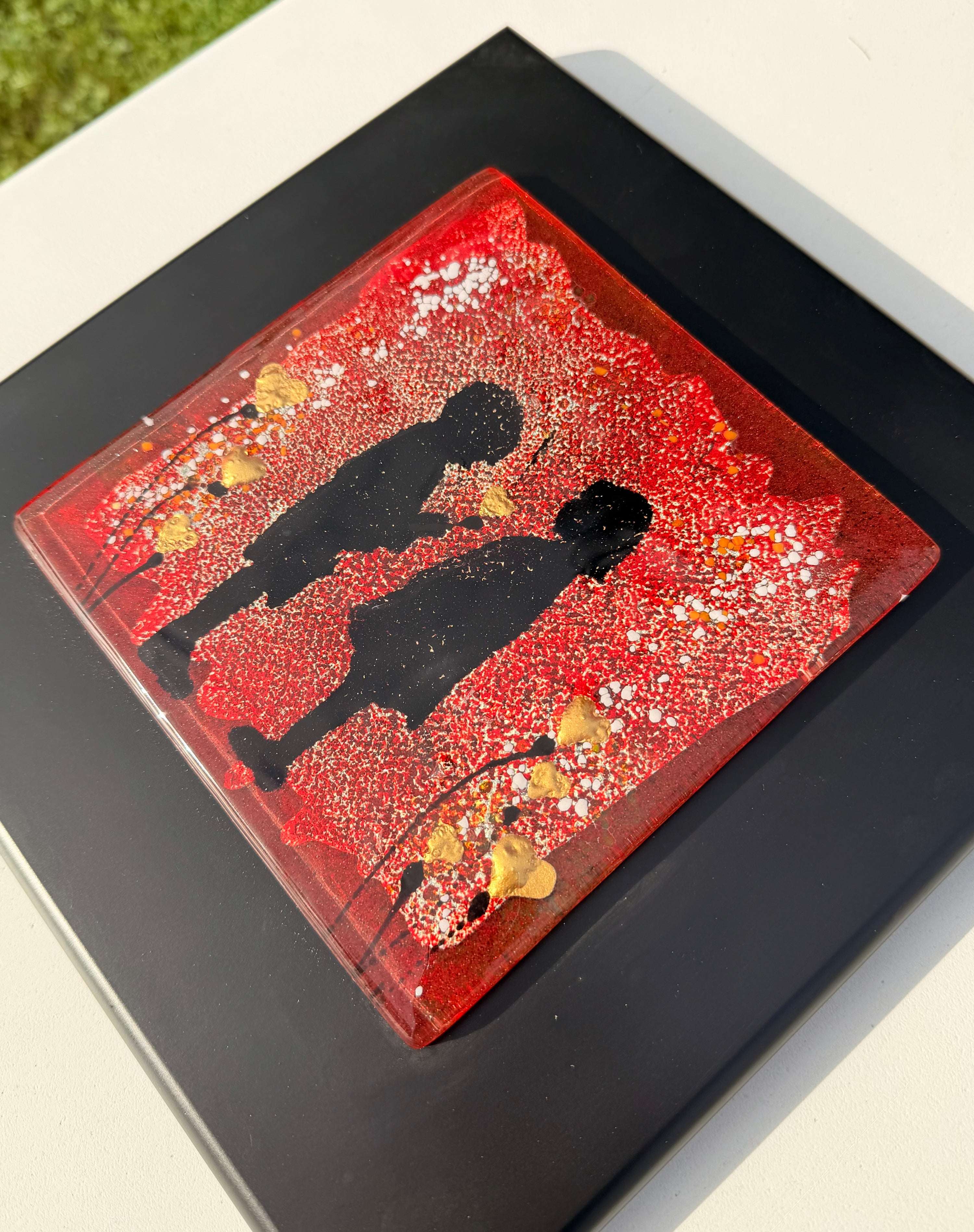 Little People - Fused Glass Wall Art with Black Panel