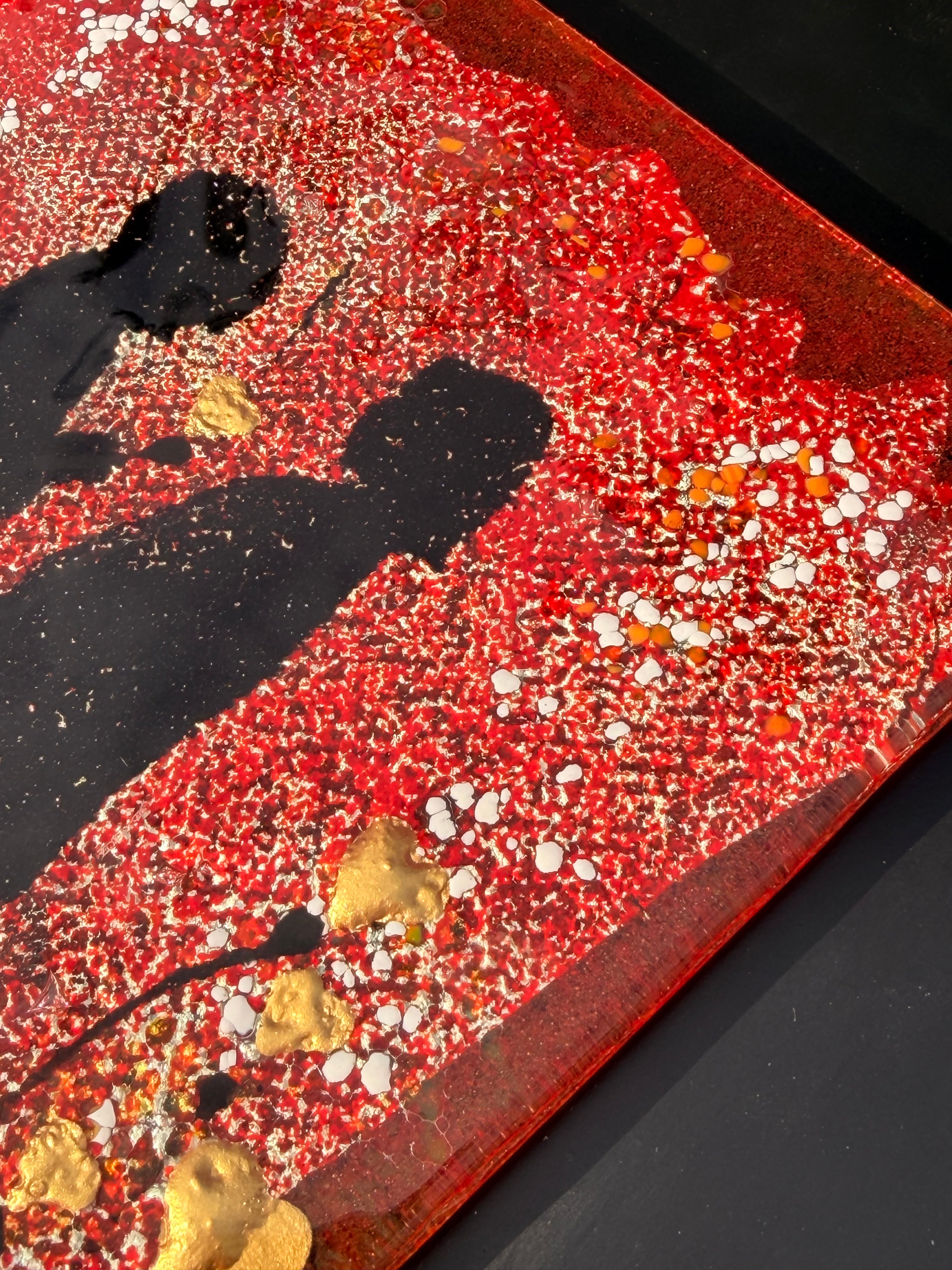 Little People - Fused Glass Wall Art with Black Panel