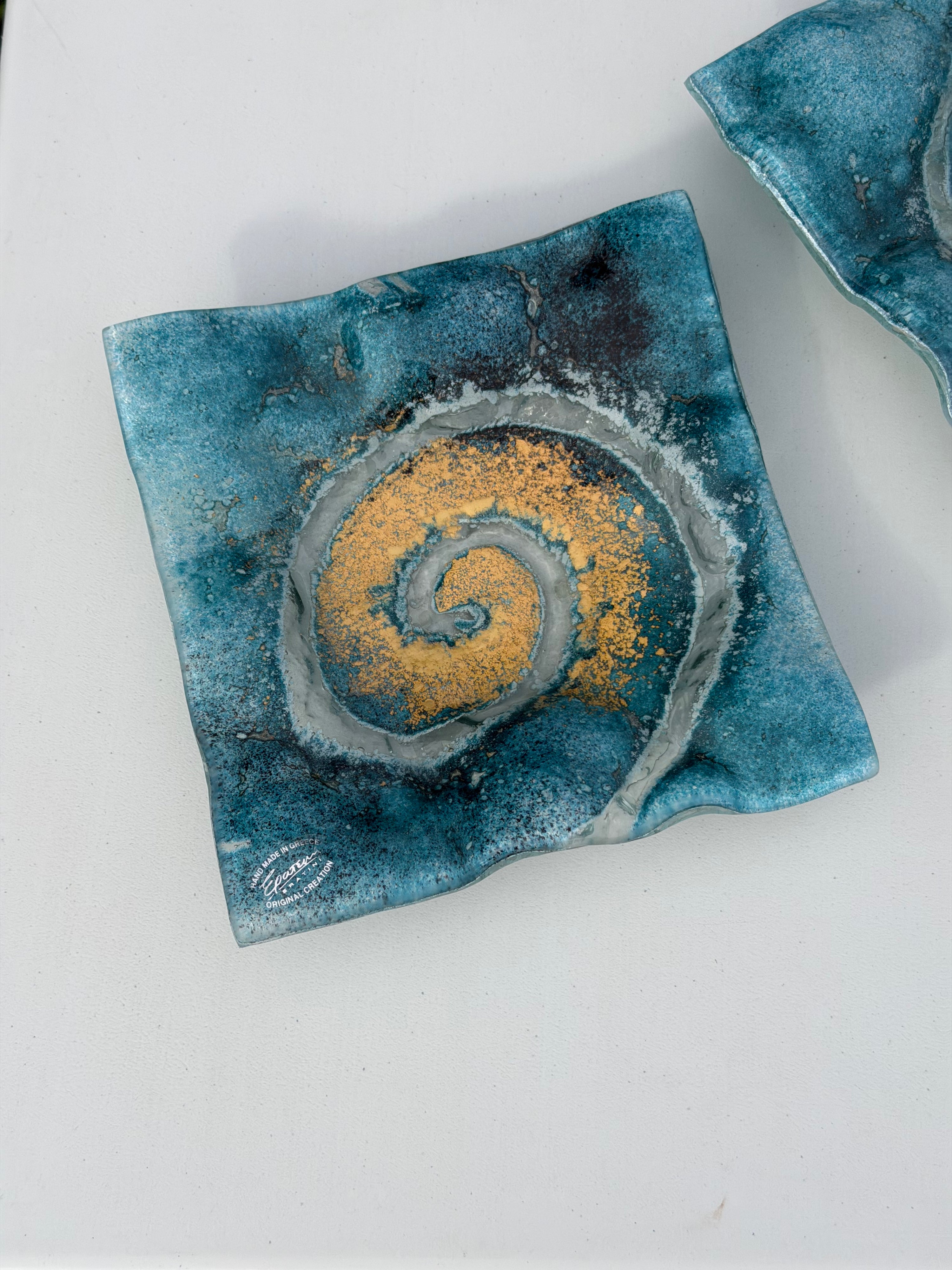 Blue & Gold Square Plate