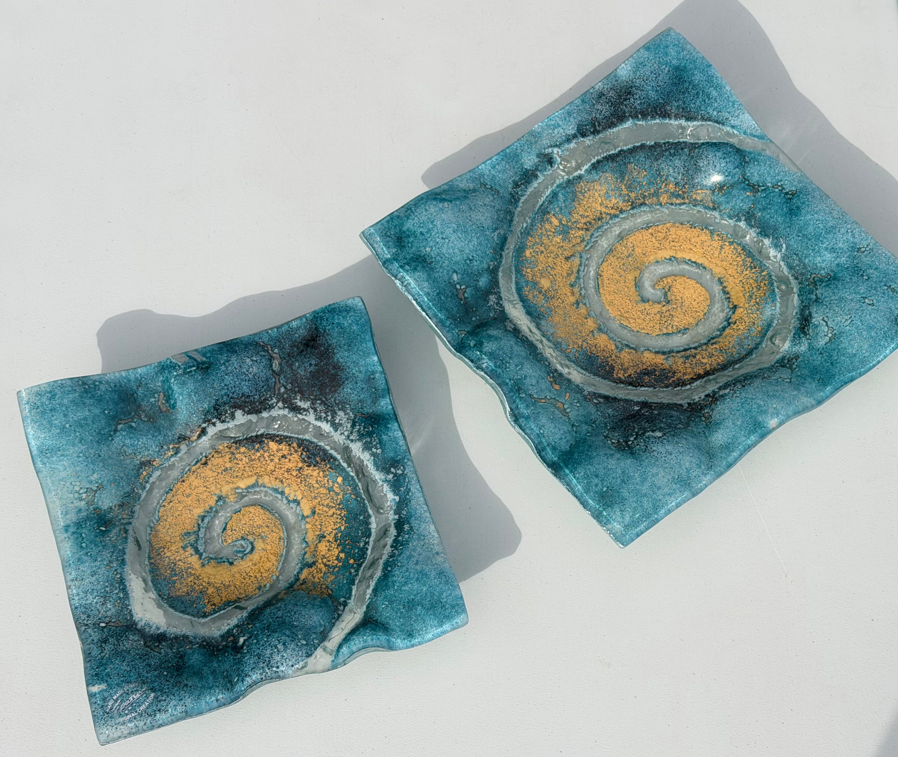 Blue & Gold Square Plate