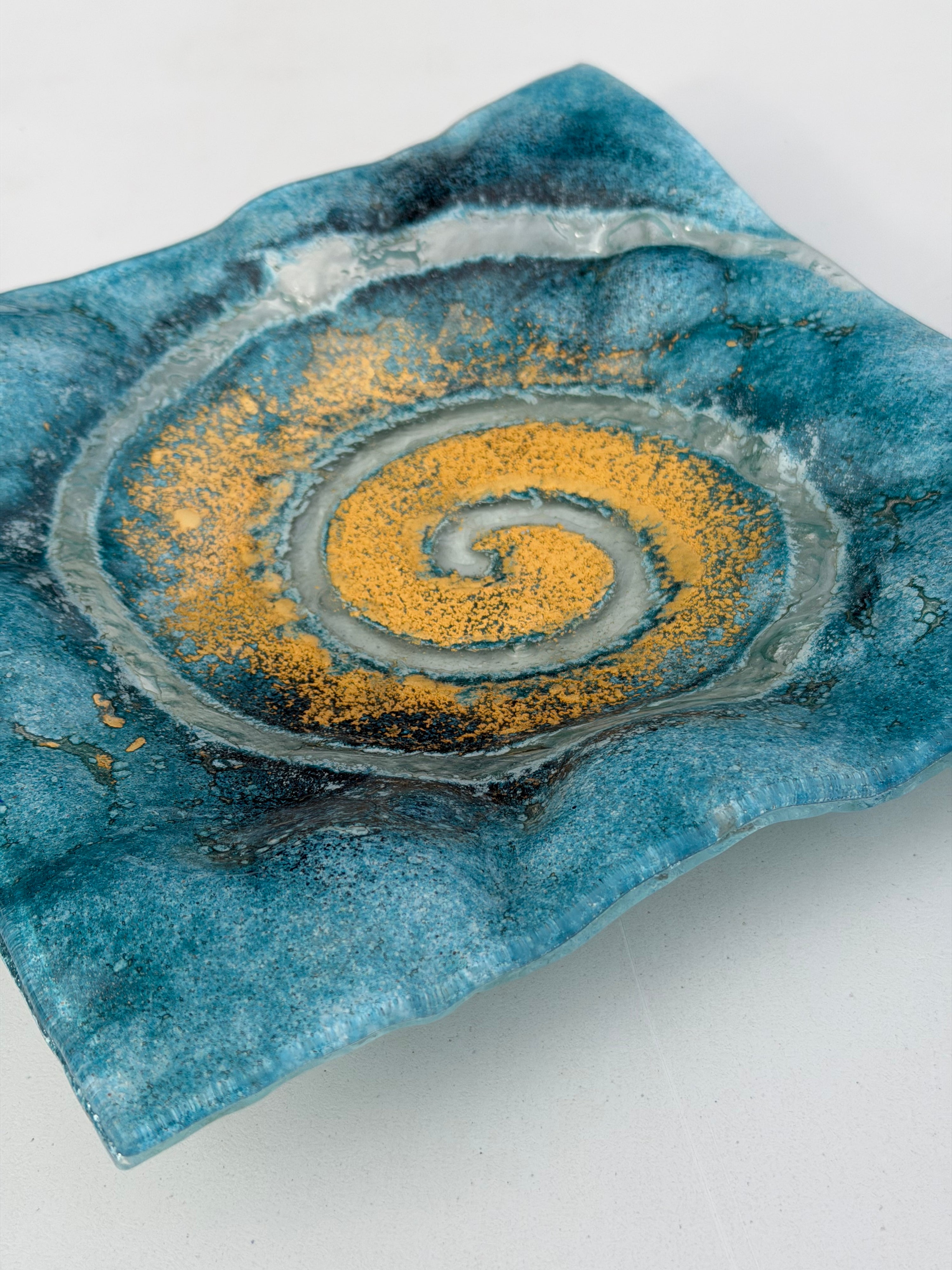 Blue & Gold Square Plate